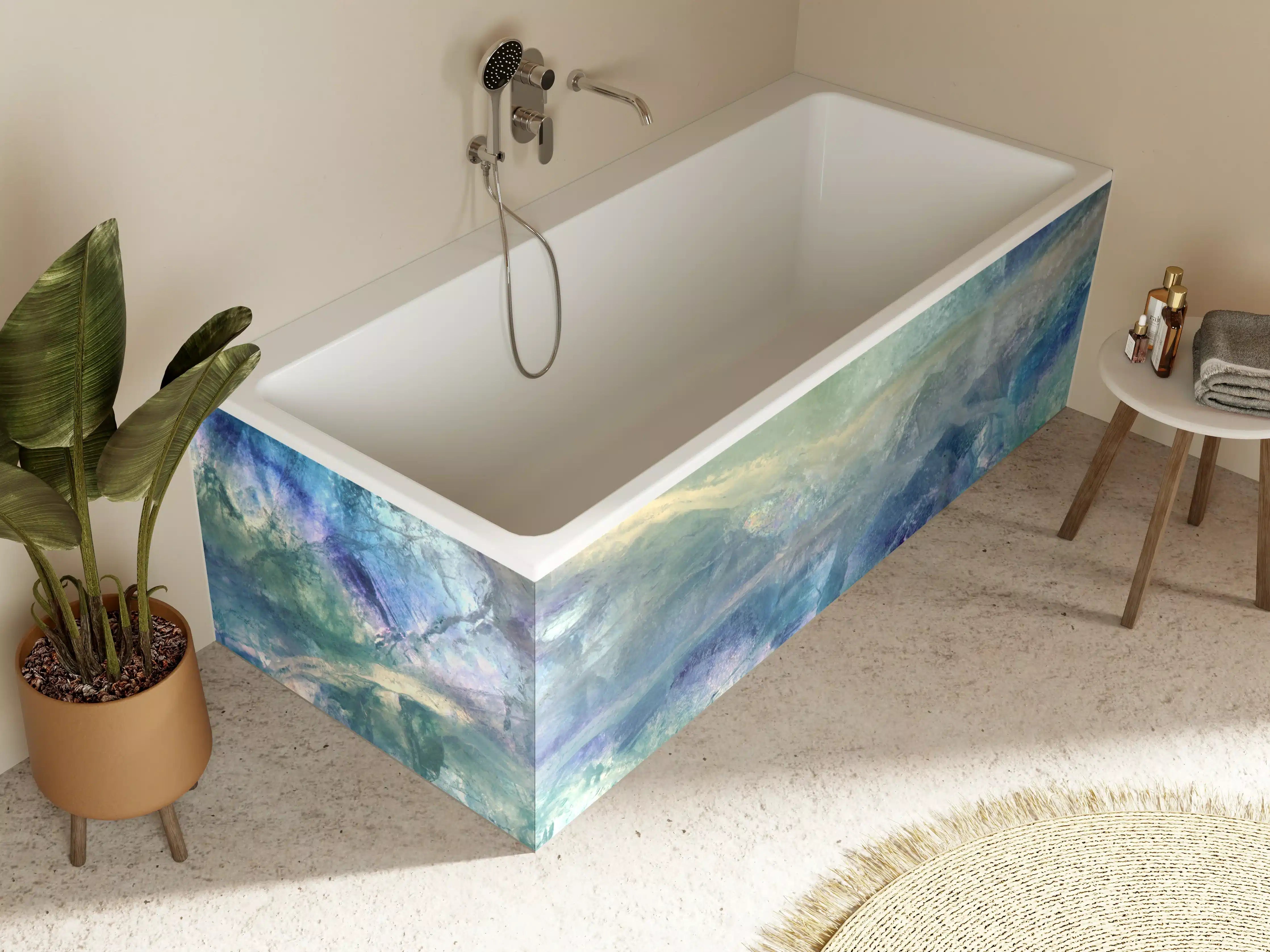 Badewannen-Rückwand - Blaue Meereswellen mit Reflexionen
