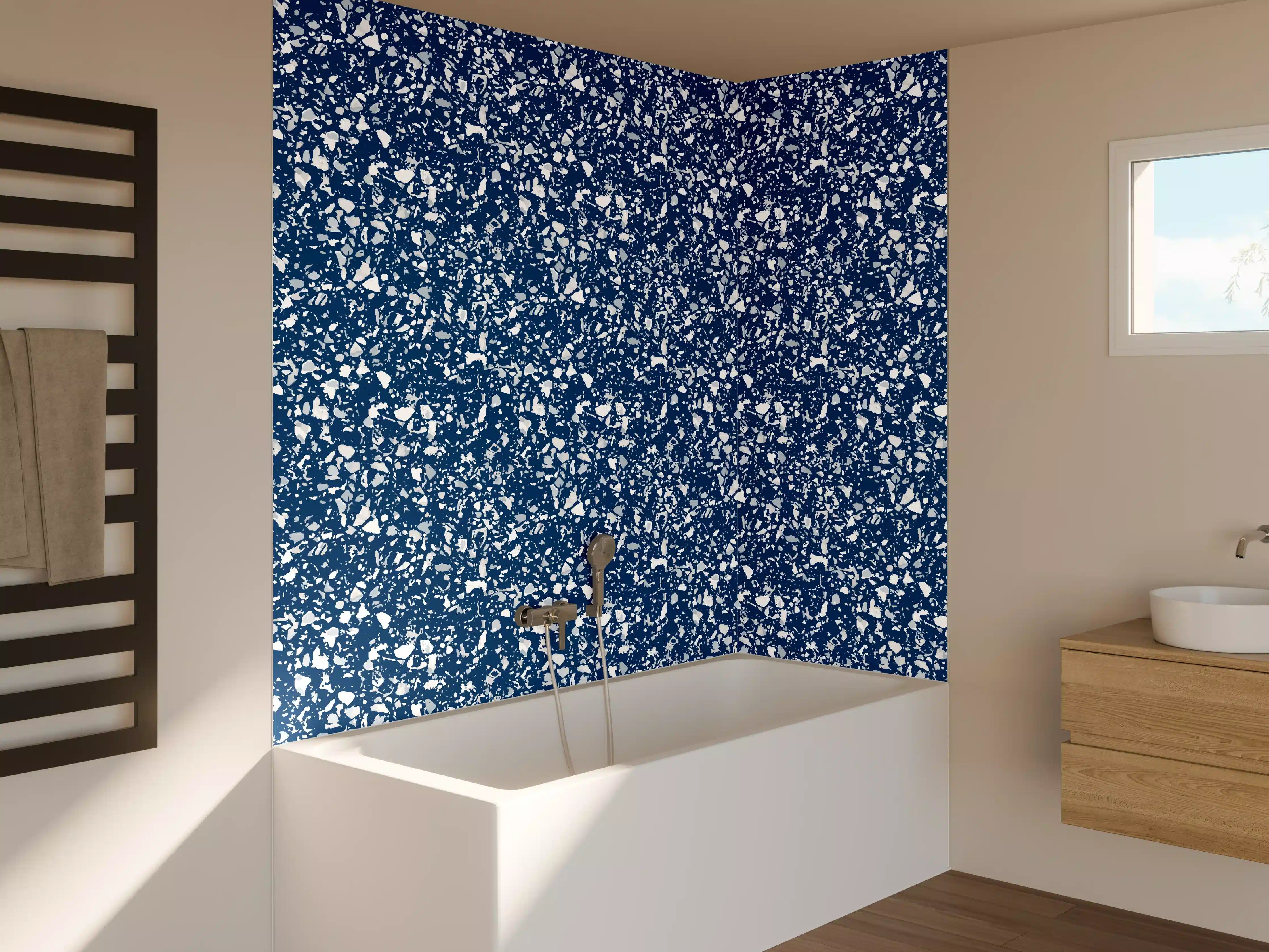 Badewannen-Rückwand - Blaue Schneeflocken-Textur