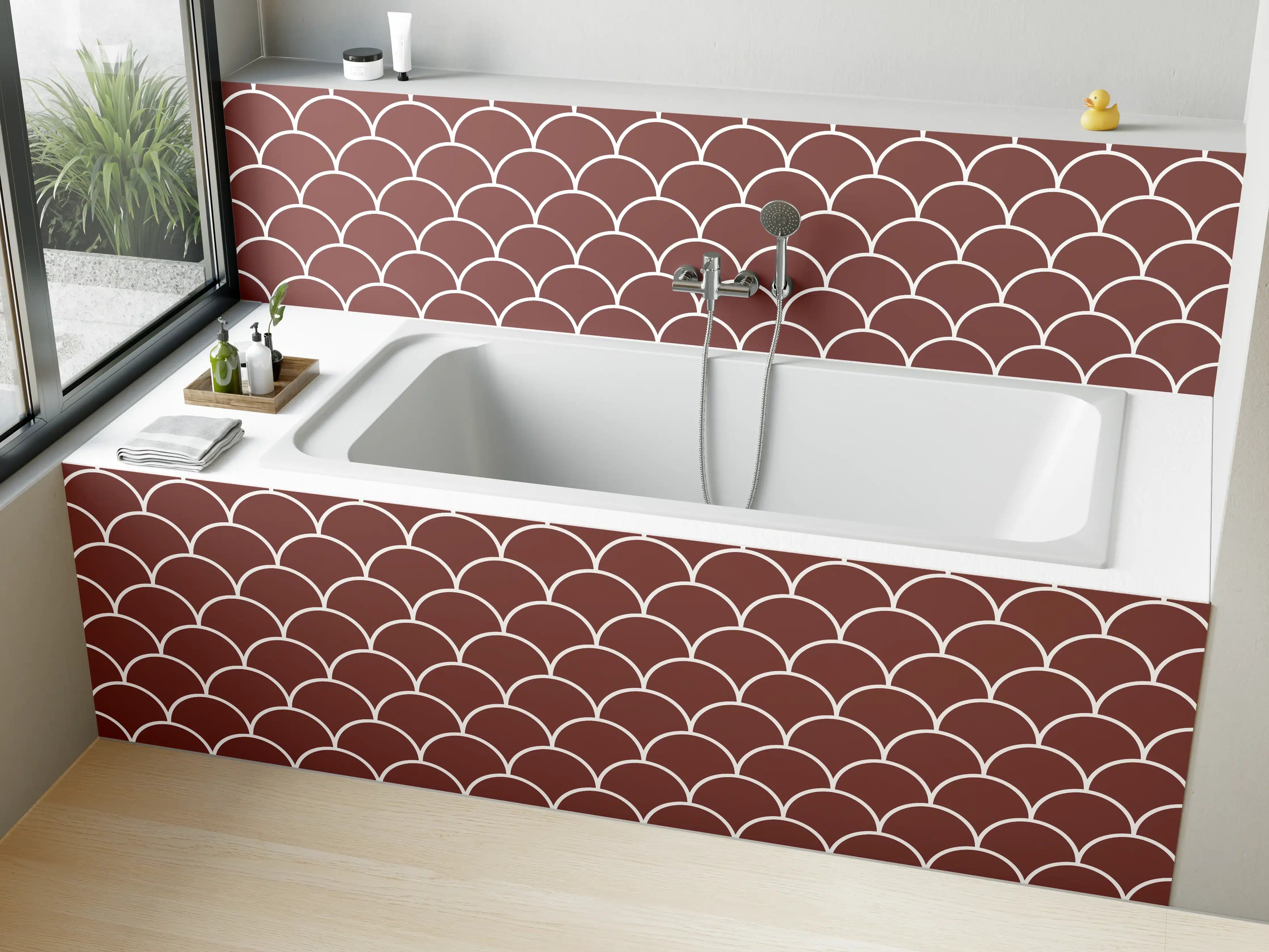 Badewannen-Rückwand - Blaue Wellen im Sonnenuntergang