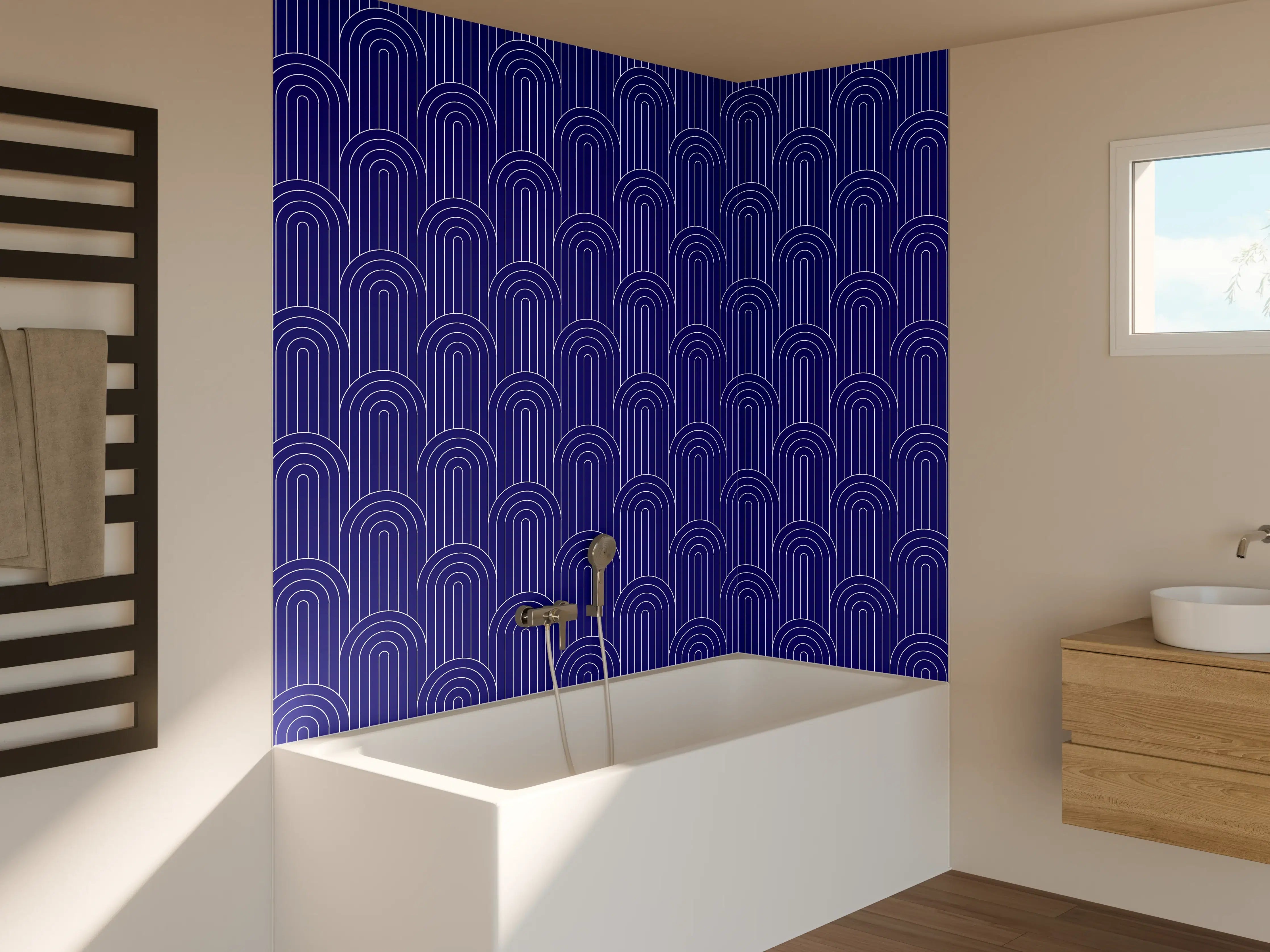 Badewannen-Rückwand - Blaue Wellenmuster Textur