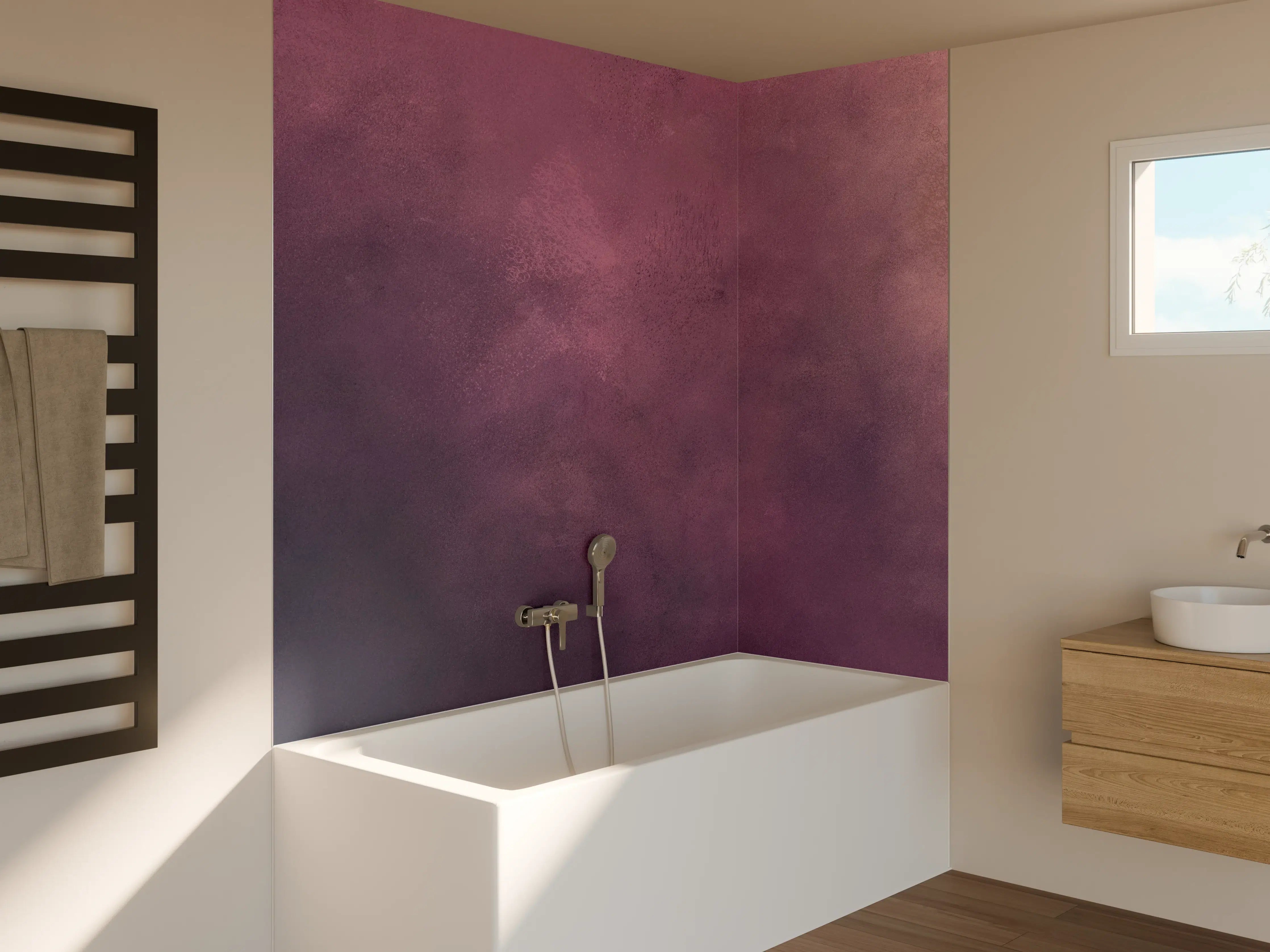 Badewannen-Rückwand - Blaue und violette Marmor-Textur