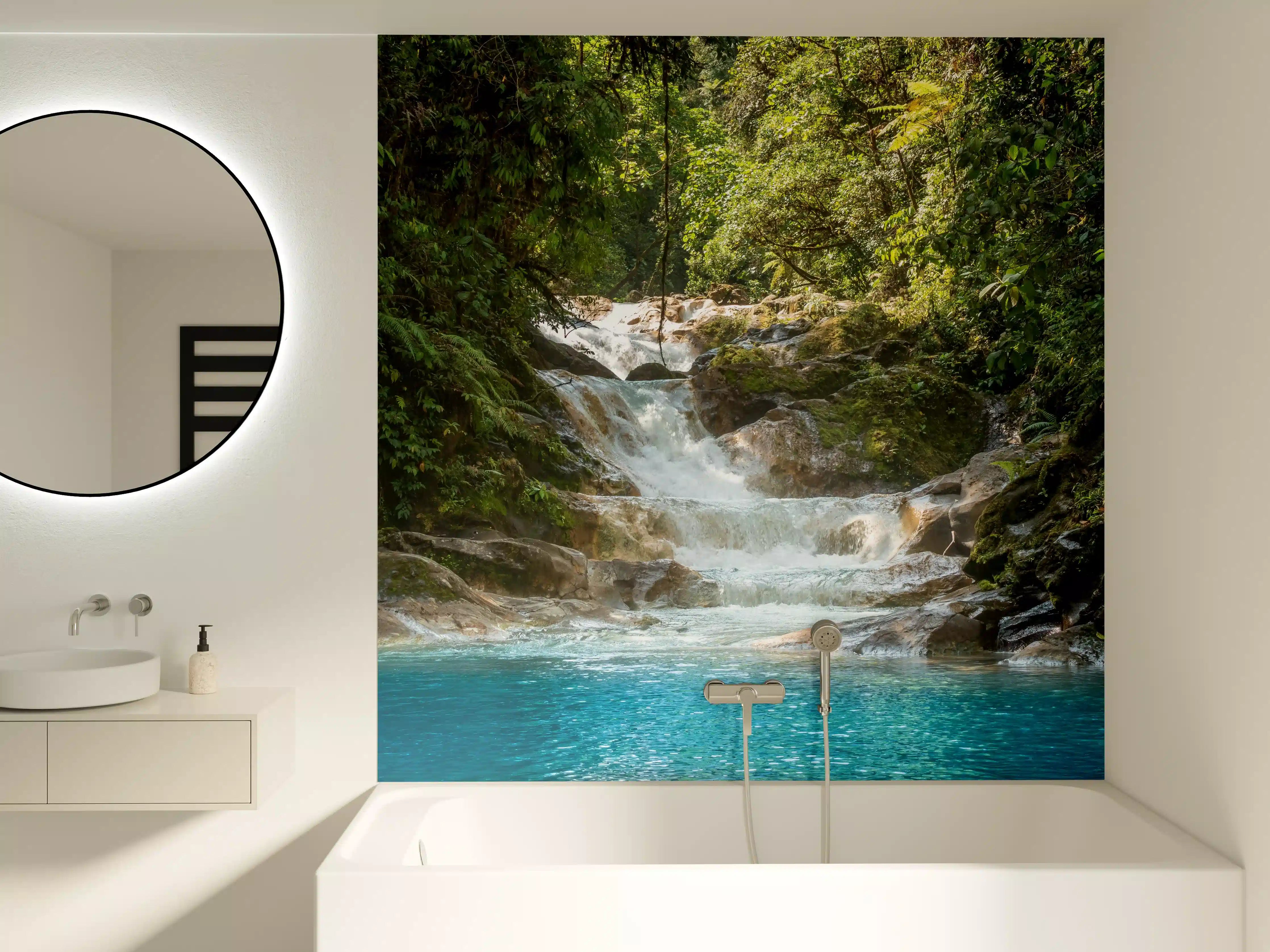 Badewannen-Rückwand - Blauer Costa Rica Wasserfall