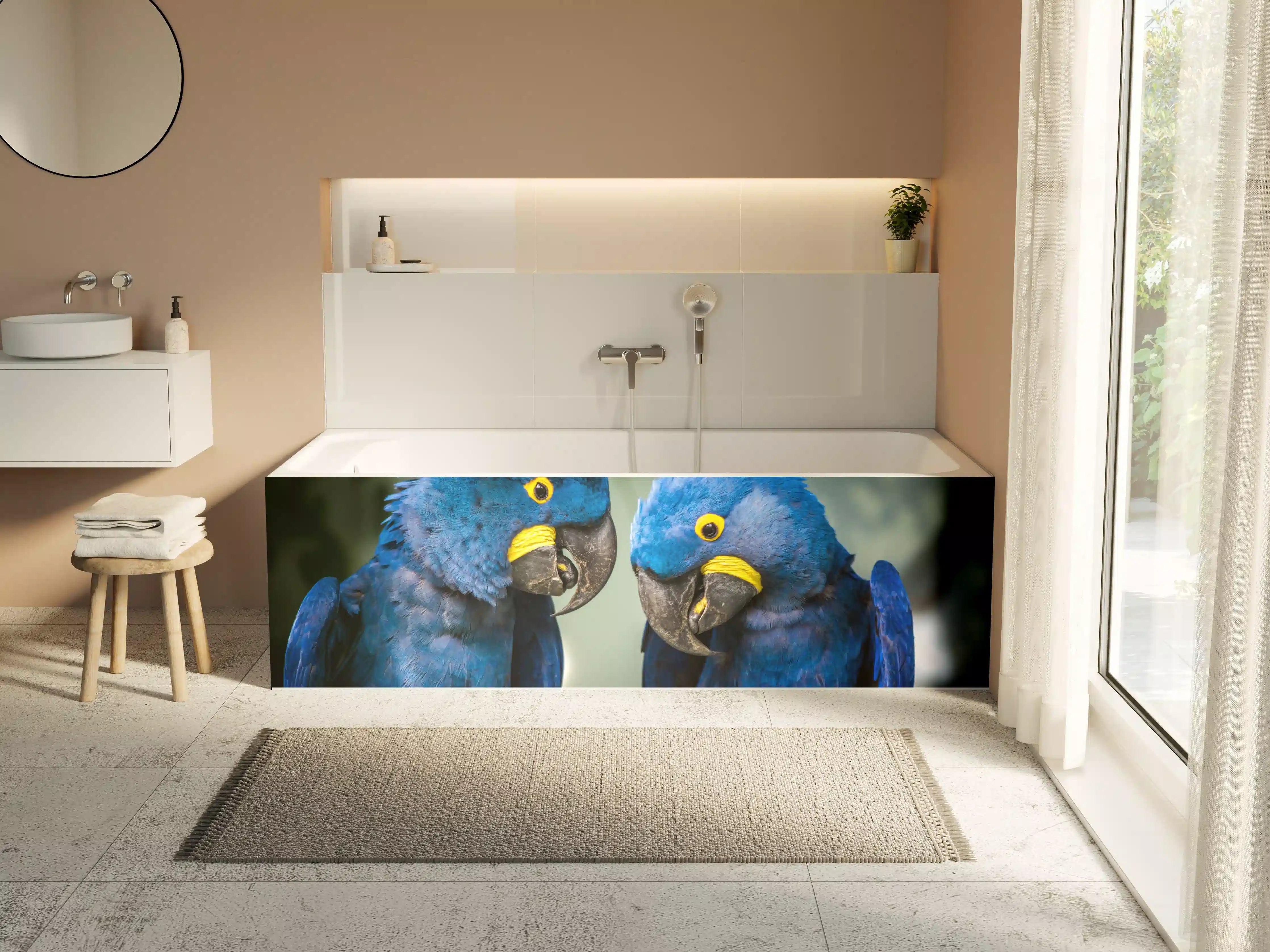 Badewannen-Rückwand - Blauer Gelbschwarzer Ara
