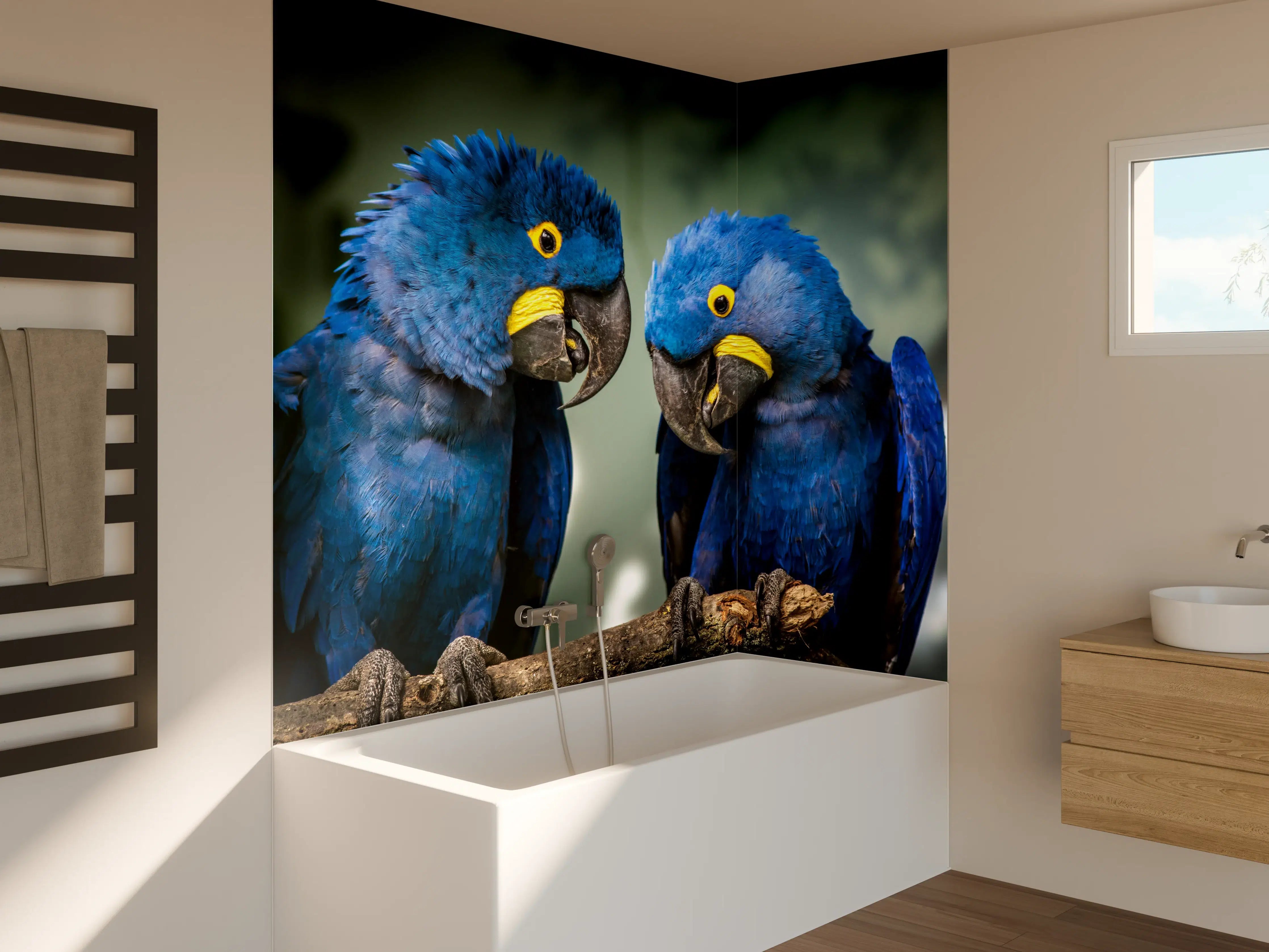 Badewannen-Rückwand - Blauer Gelbschwarzer Ara
