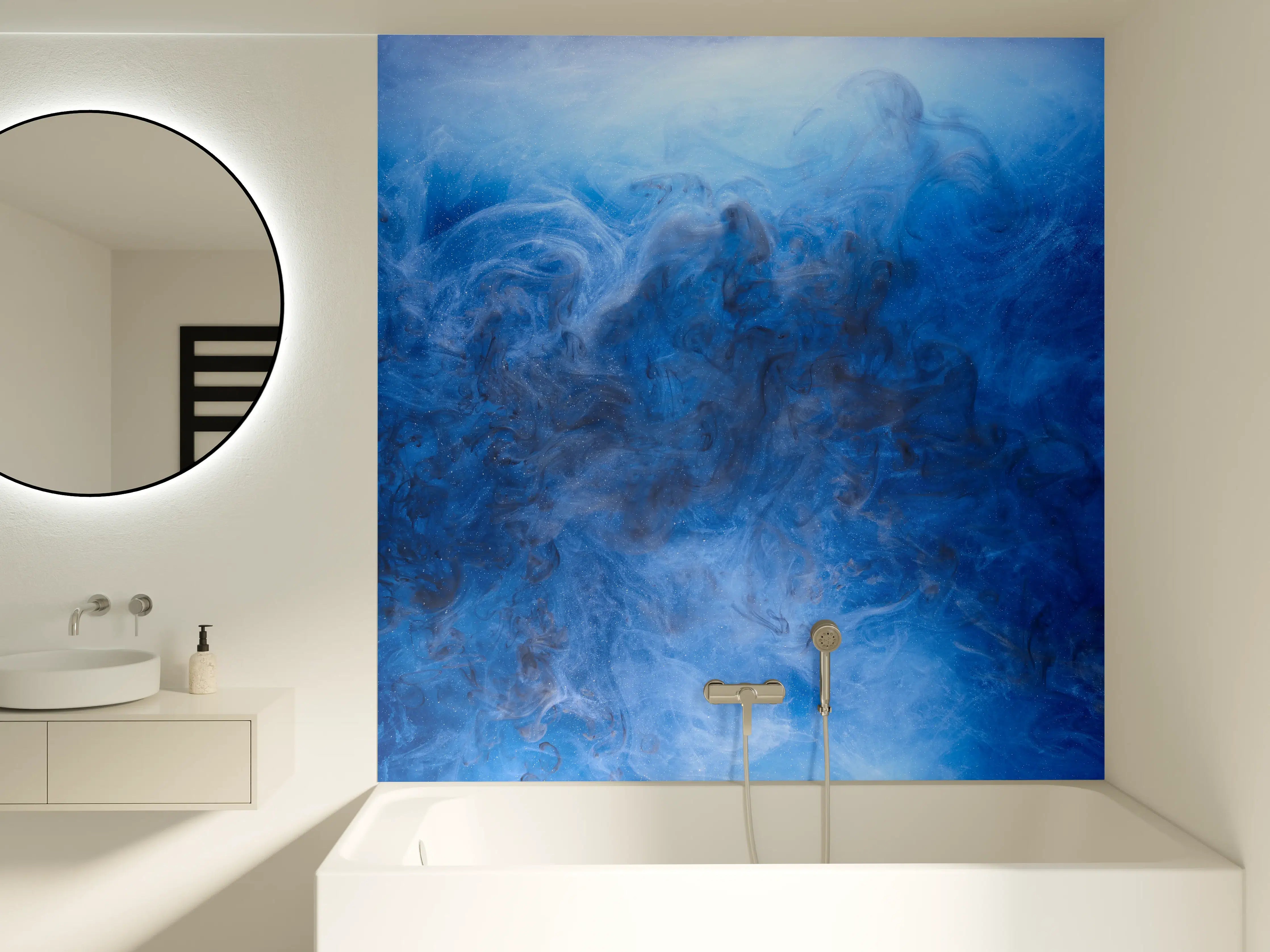 Badewannen-Rückwand - Blauer Rauch
