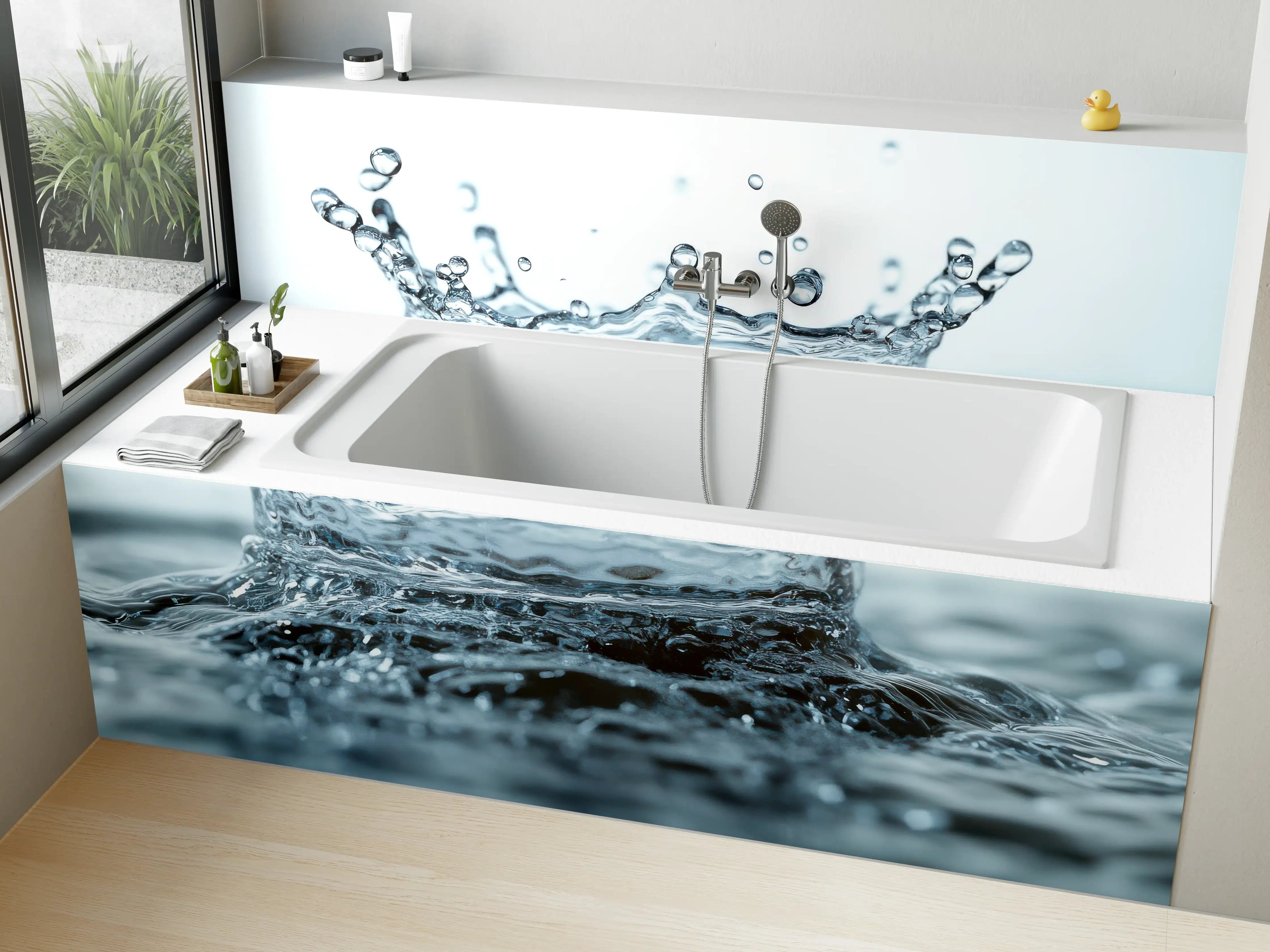 Badewannen-Rückwand - Blauer Wasser-Splash