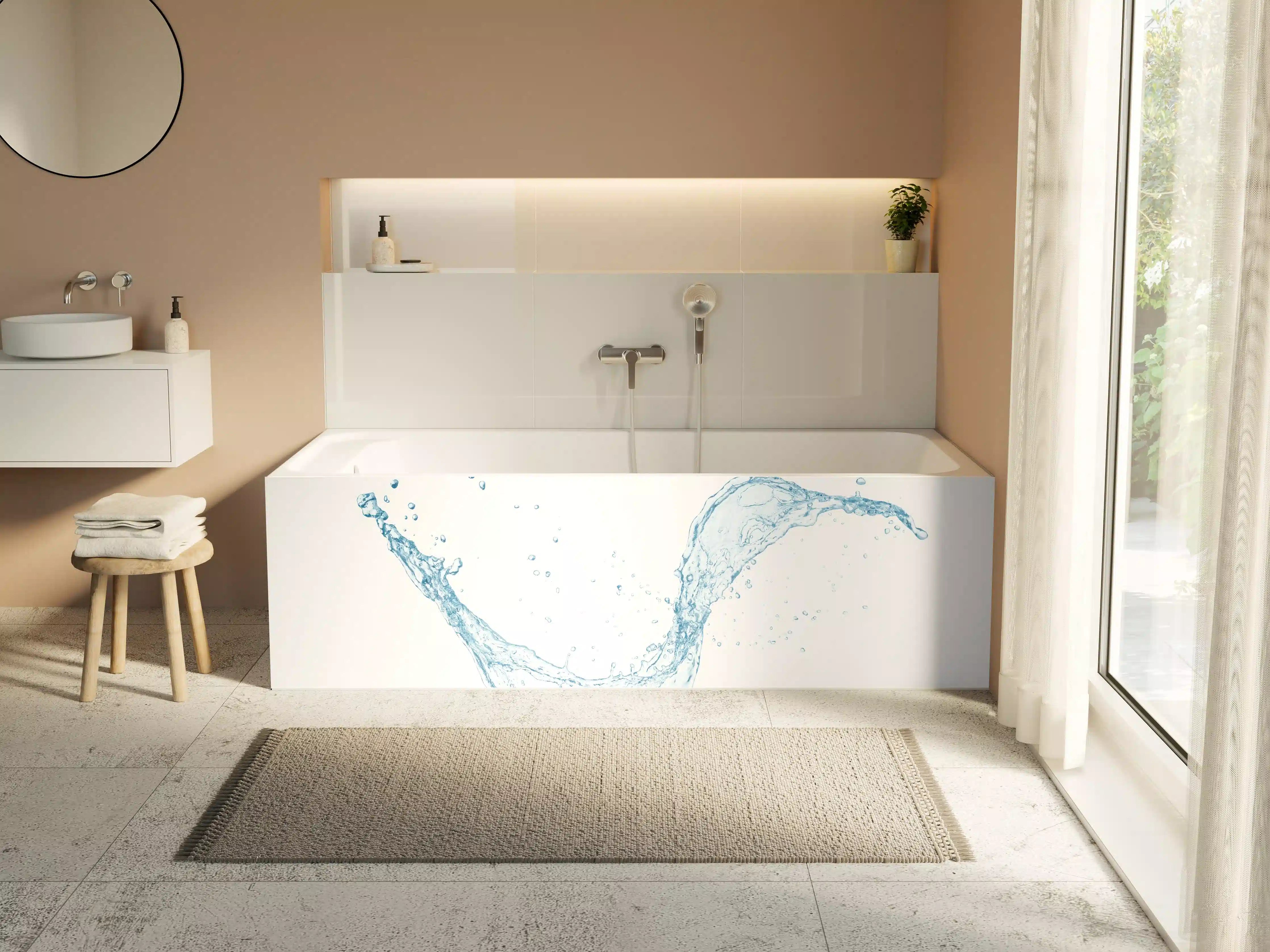Badewannen-Rückwand - Blauer Wasserspritzer Isoliert