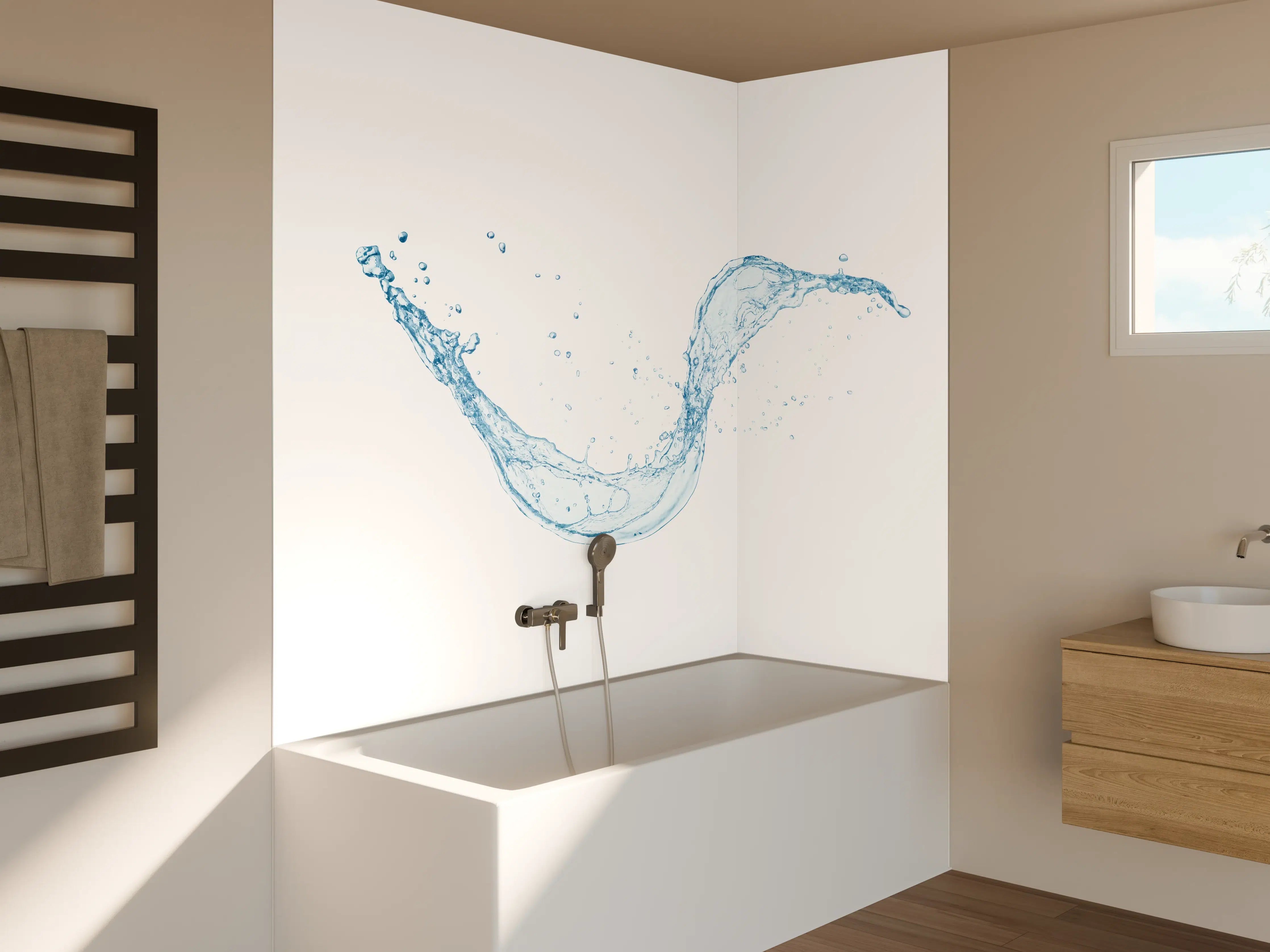 Badewannen-Rückwand - Blauer Wasserspritzer Isoliert