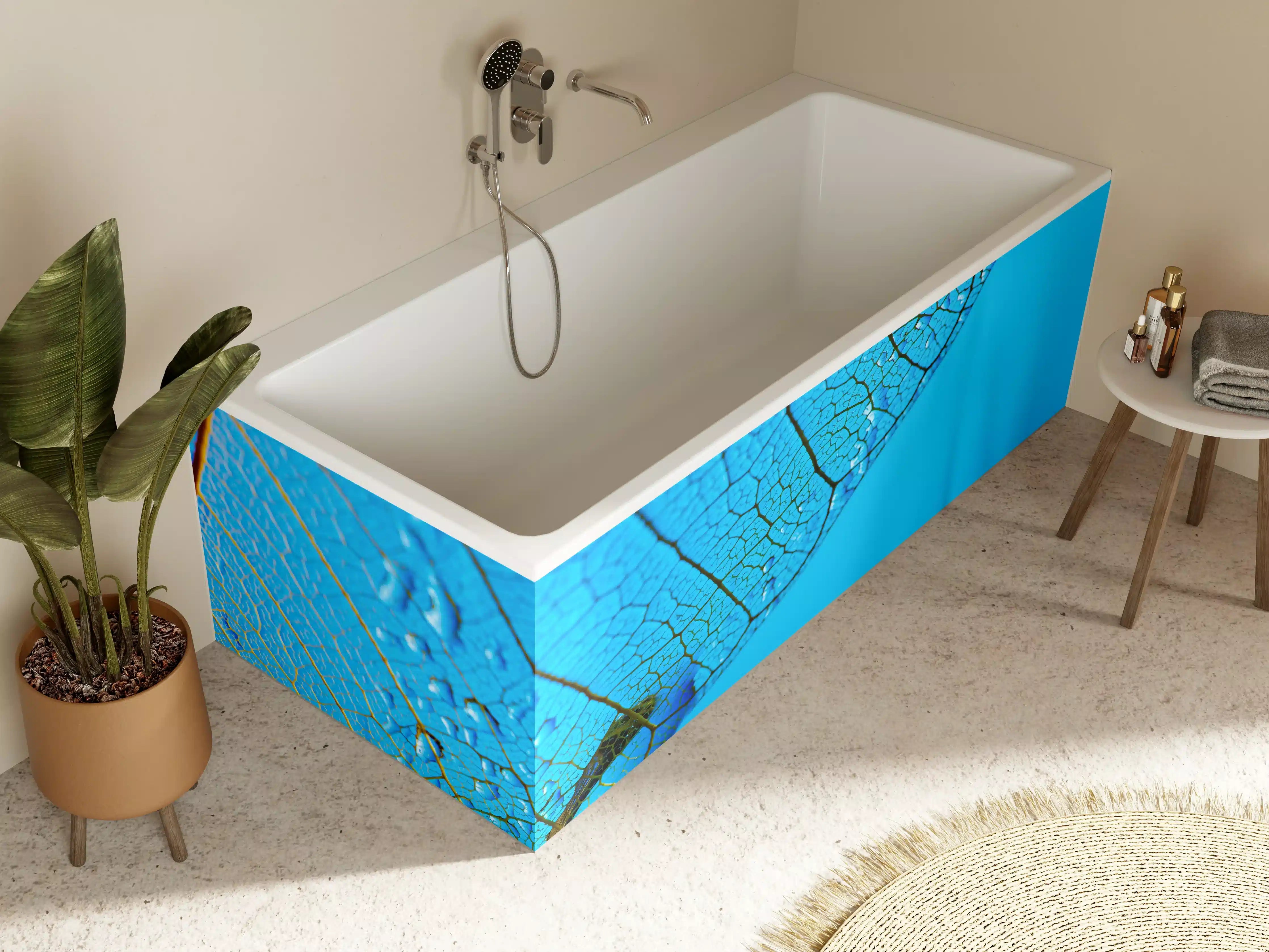 Badewannen-Rückwand - Blaues Makro Blattgeäder