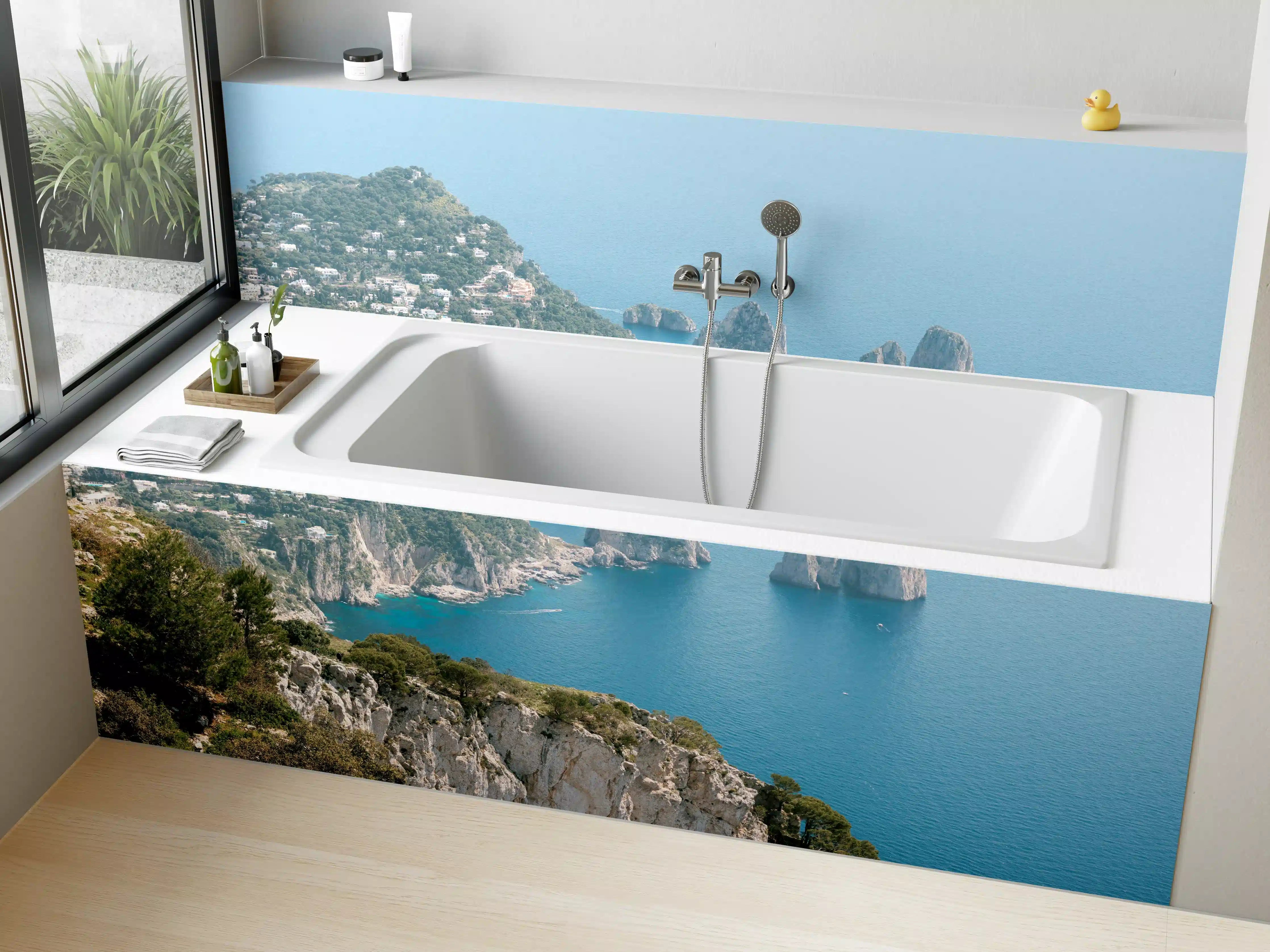 Badewannen-Rückwand - Blaues Meer an Italiens Küste