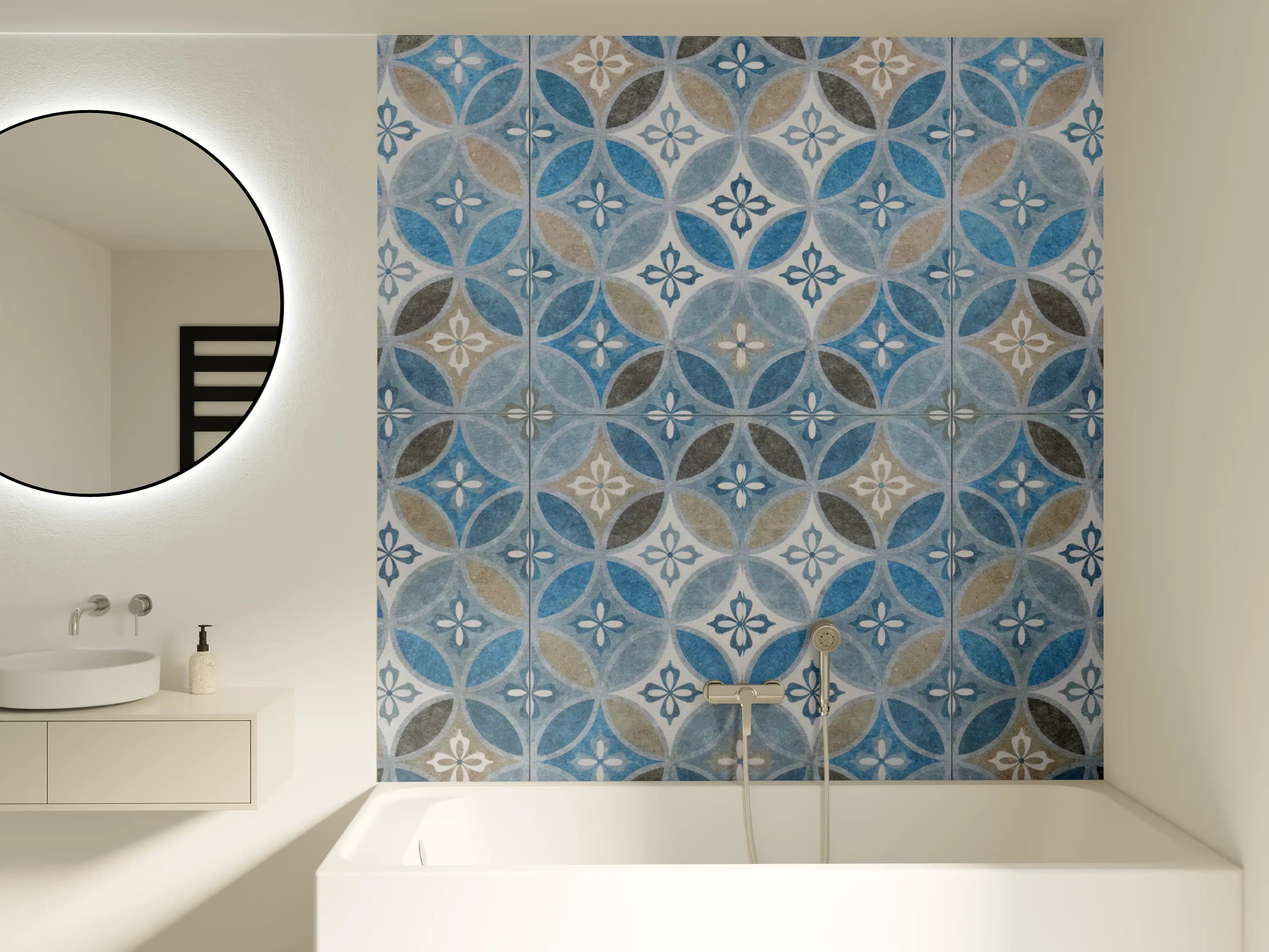 Badewannen-Rückwand - Blaues Vintage Mosaik