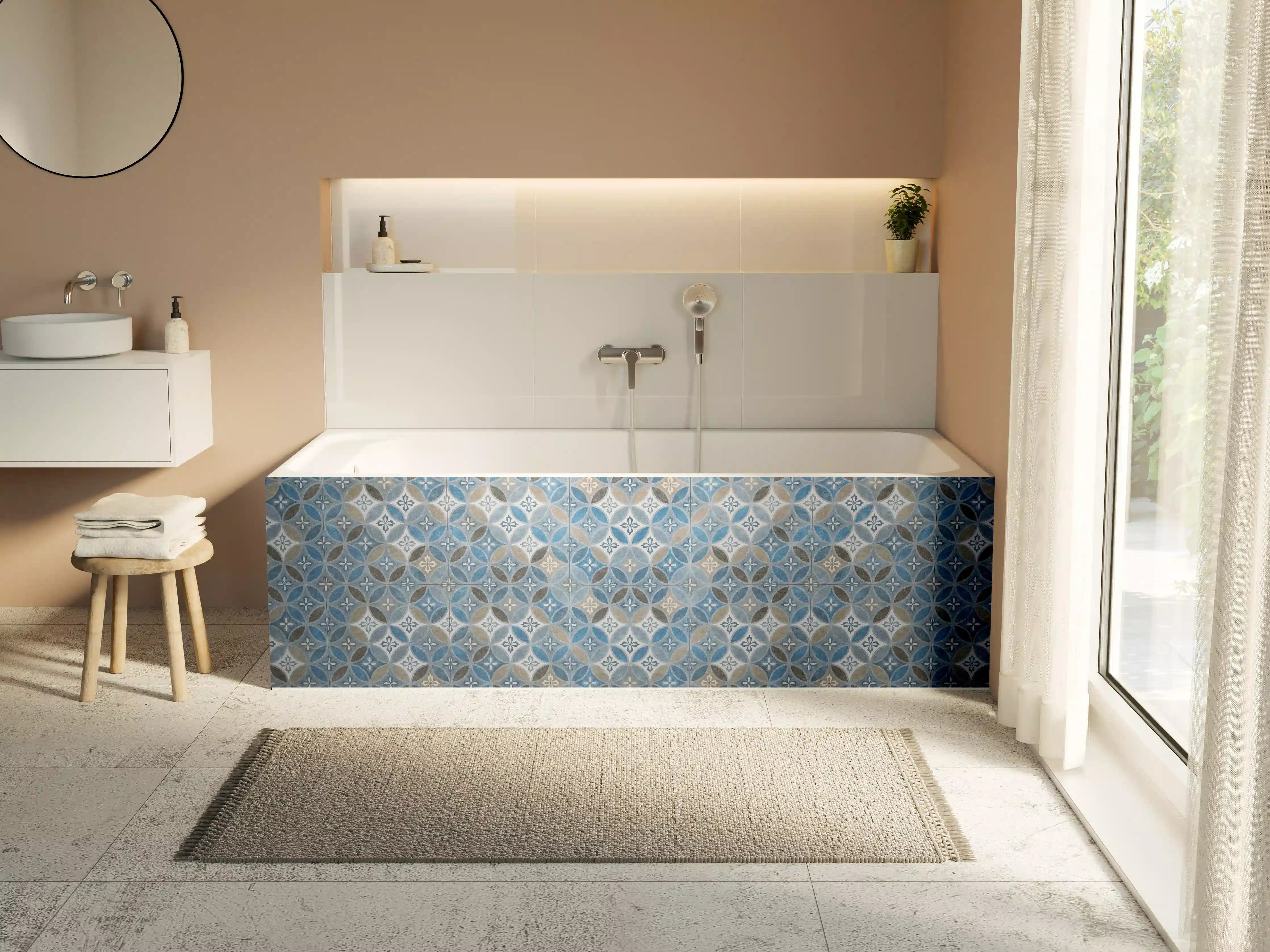 Badewannen-Rückwand - Blaues Vintage Mosaik