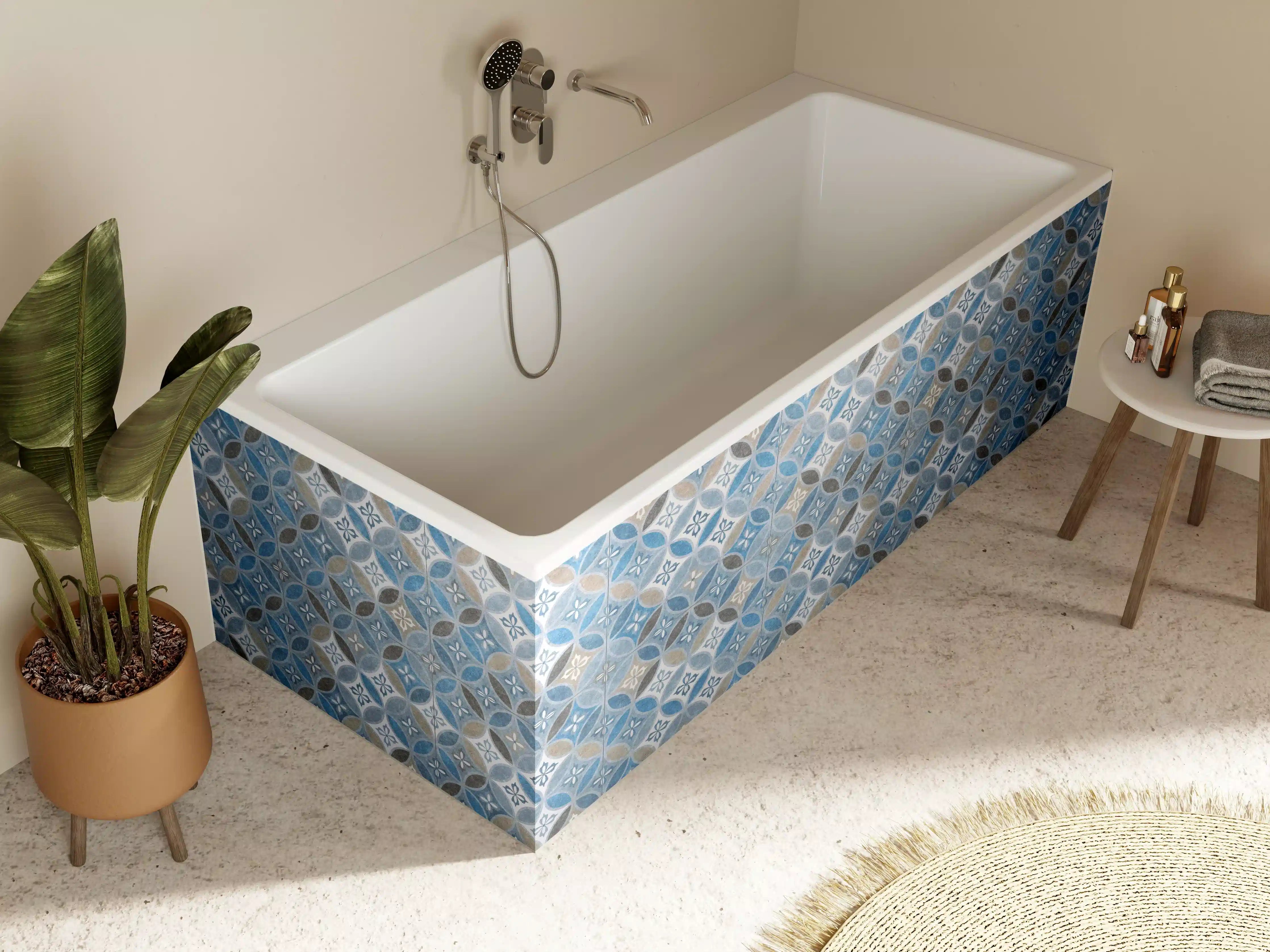 Badewannen-Rückwand - Blaues Vintage Mosaik