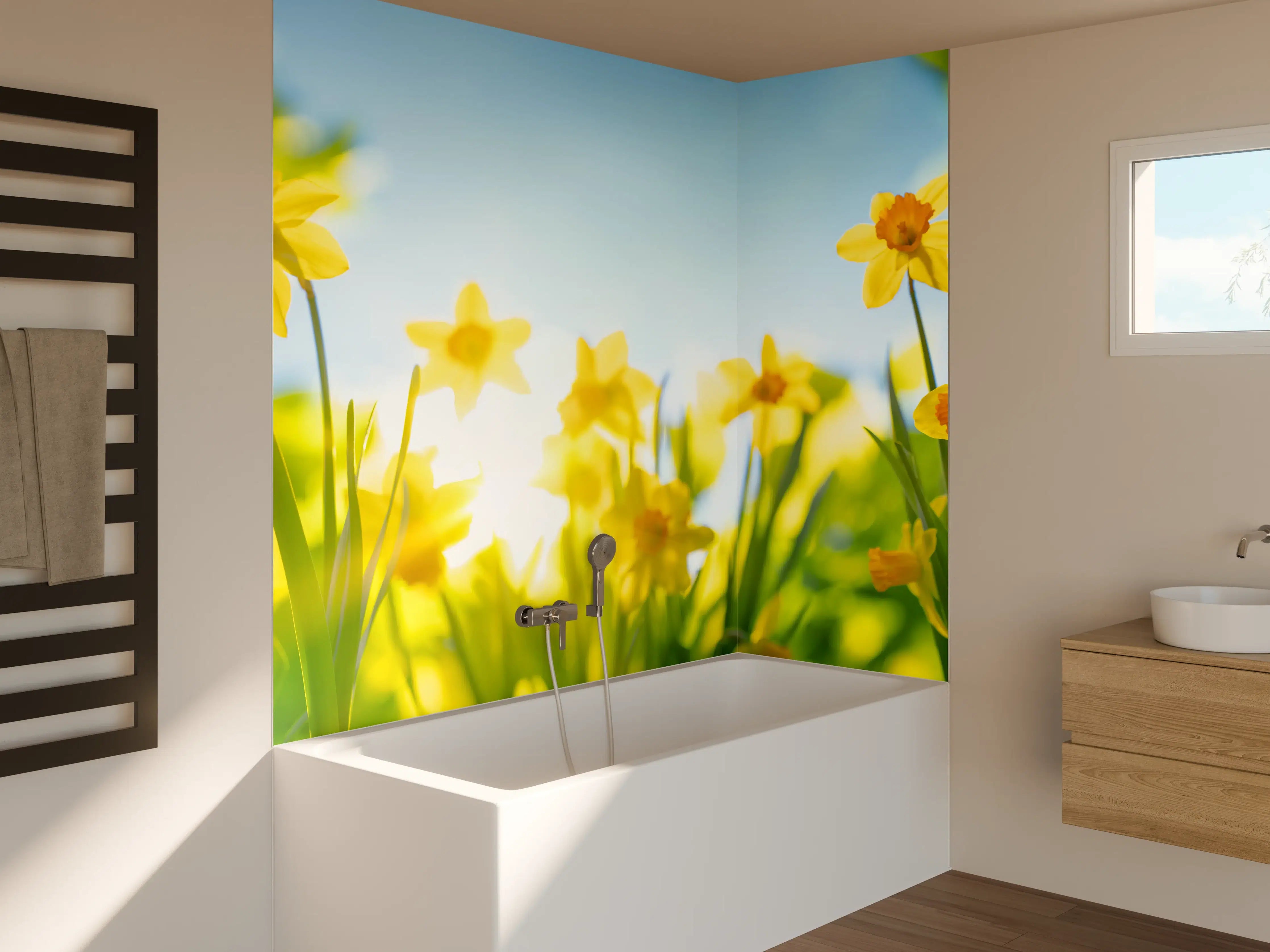 Badewannen-Rückwand - Blühende Frühlings-Narzissen