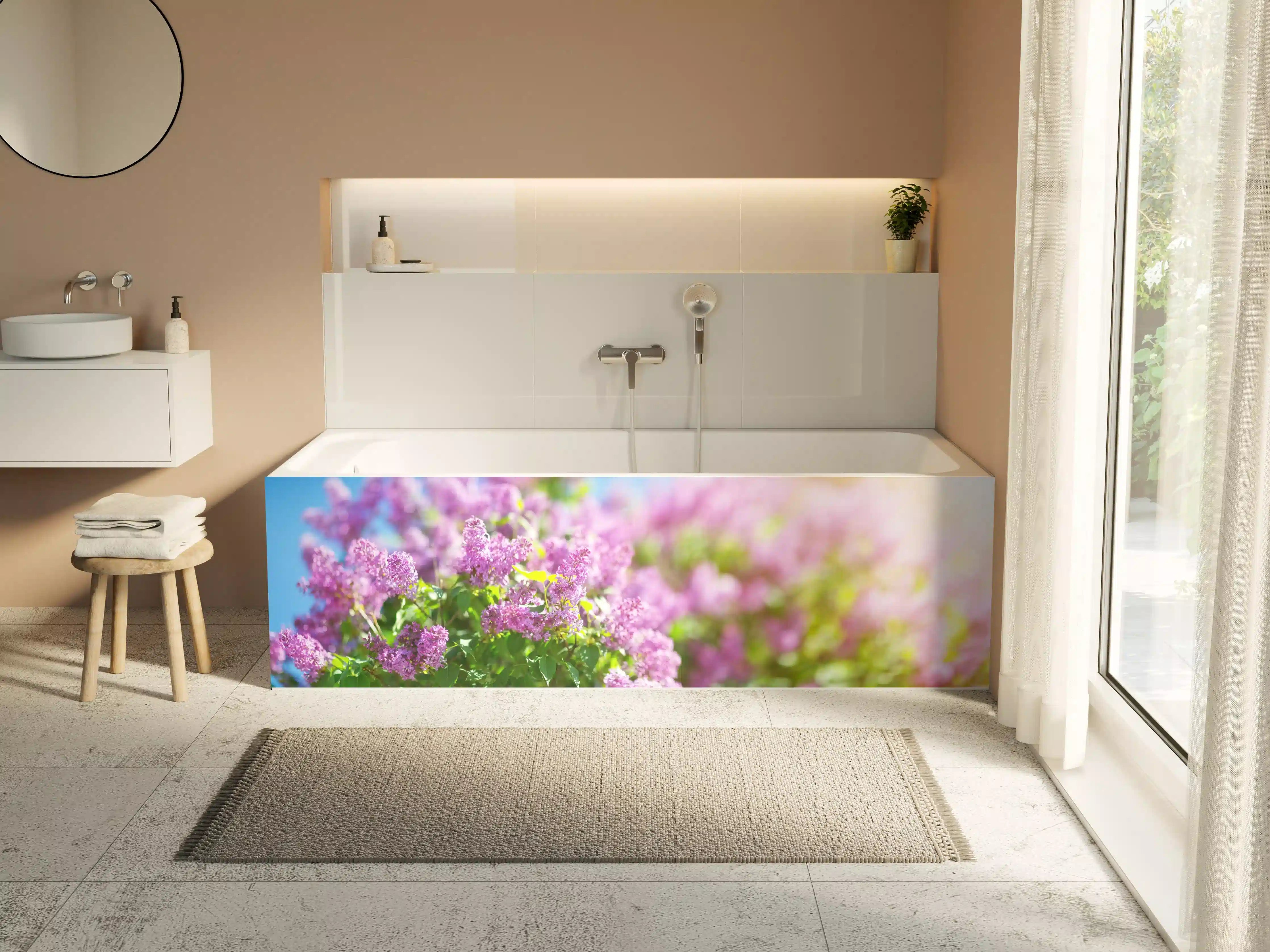 Badewannen-Rückwand - Blumen blühen auf im Frühling