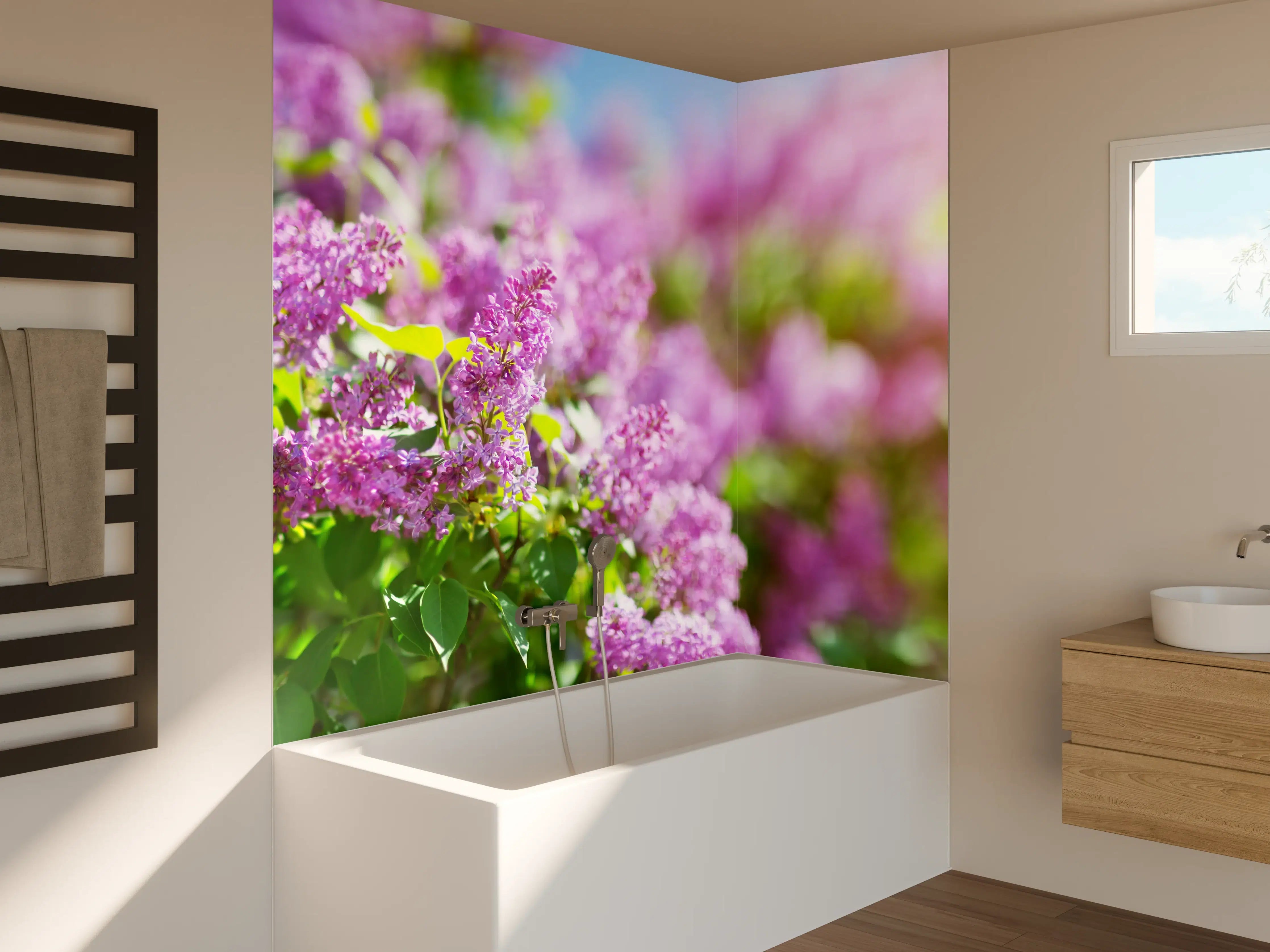 Badewannen-Rückwand - Blumen blühen auf im Frühling