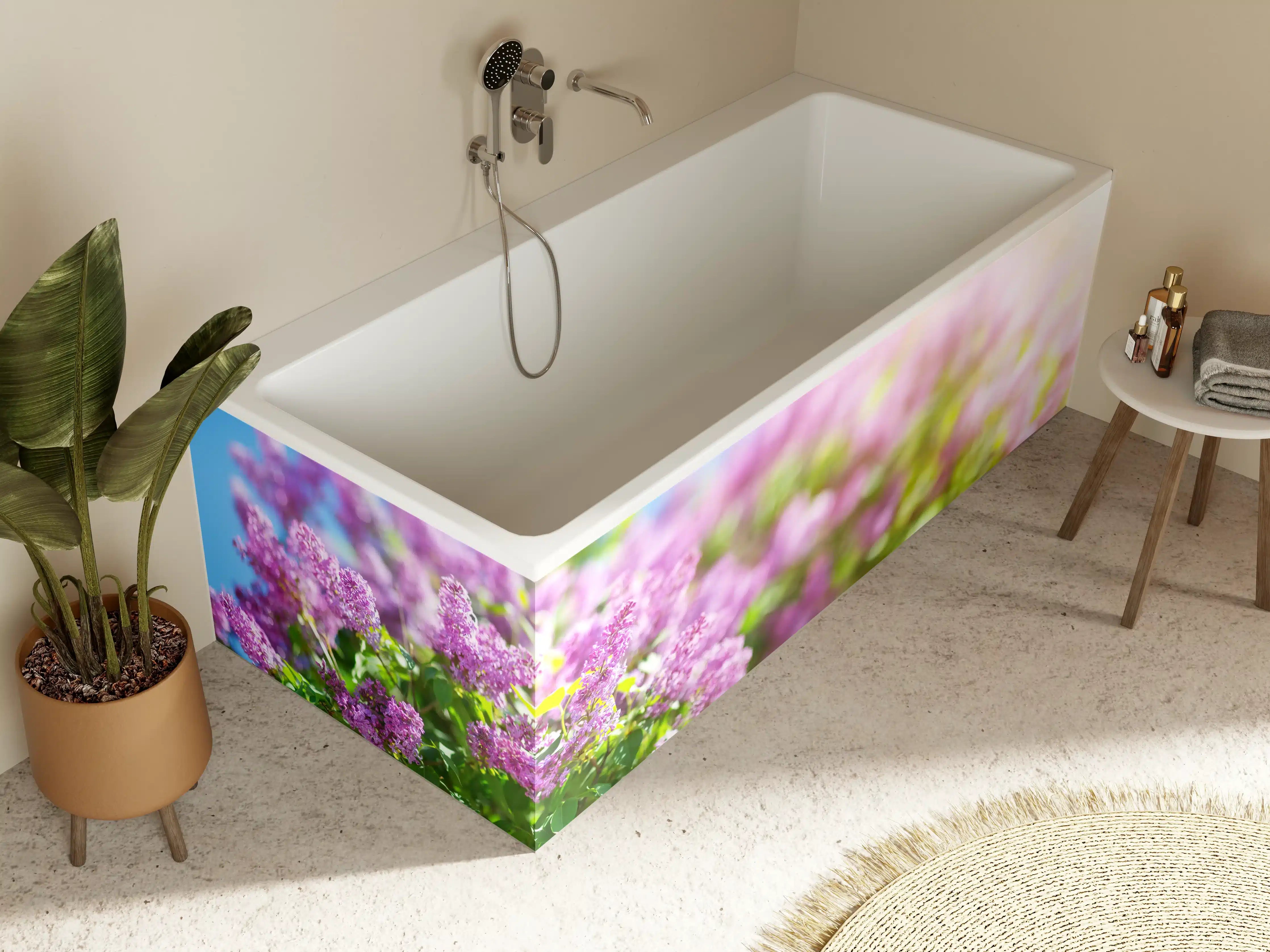 Badewannen-Rückwand - Blumen blühen auf im Frühling