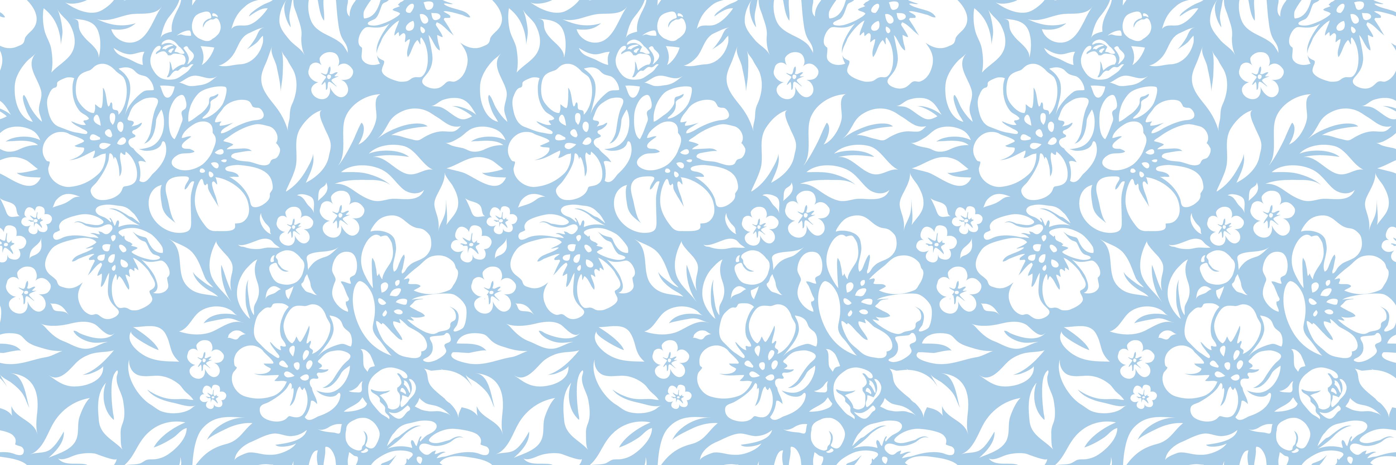 Badewannen-Rückwand-Blumendesign in Blau und Weiß