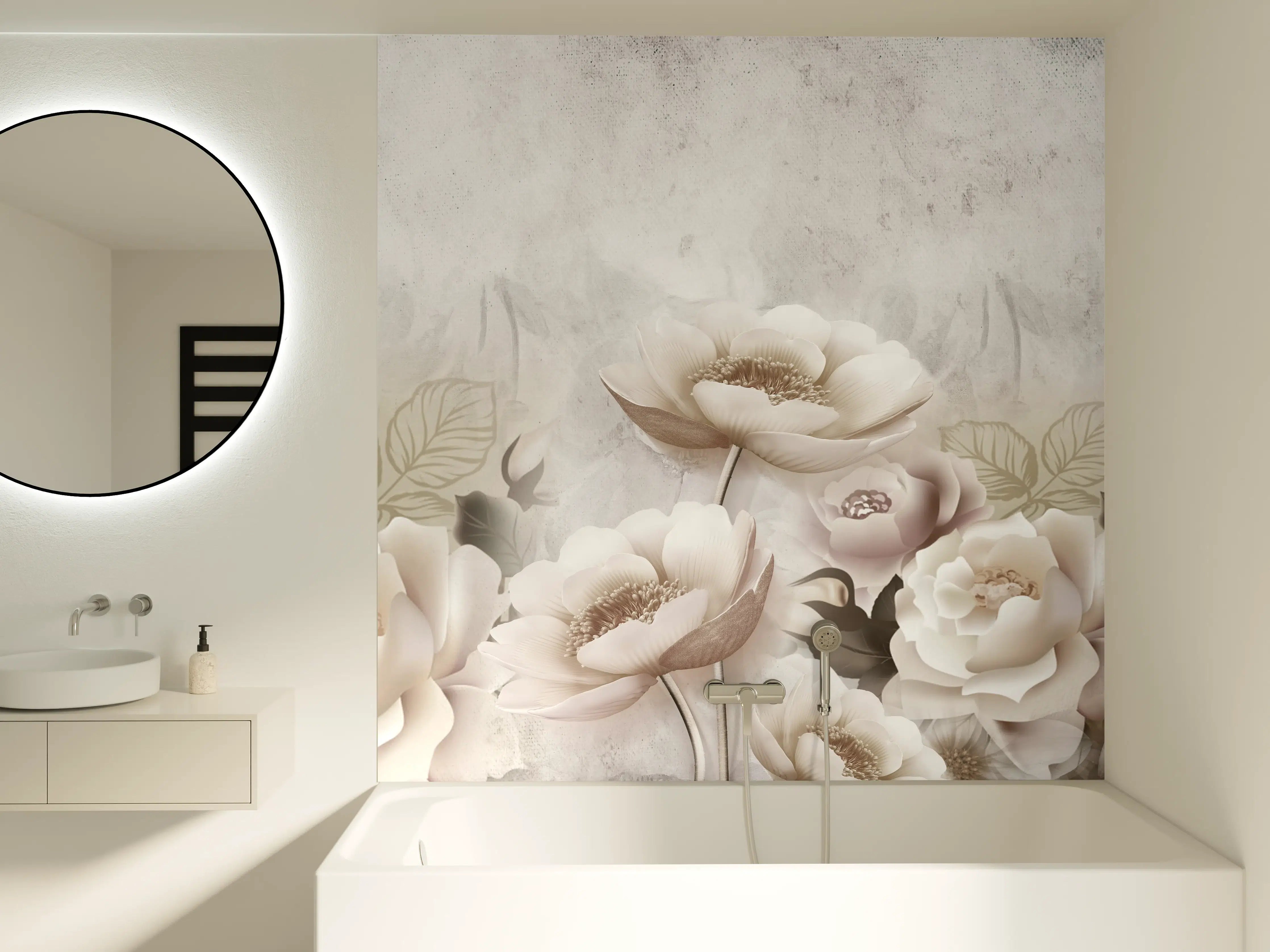 Badewannen-Rückwand - Blumengemälde