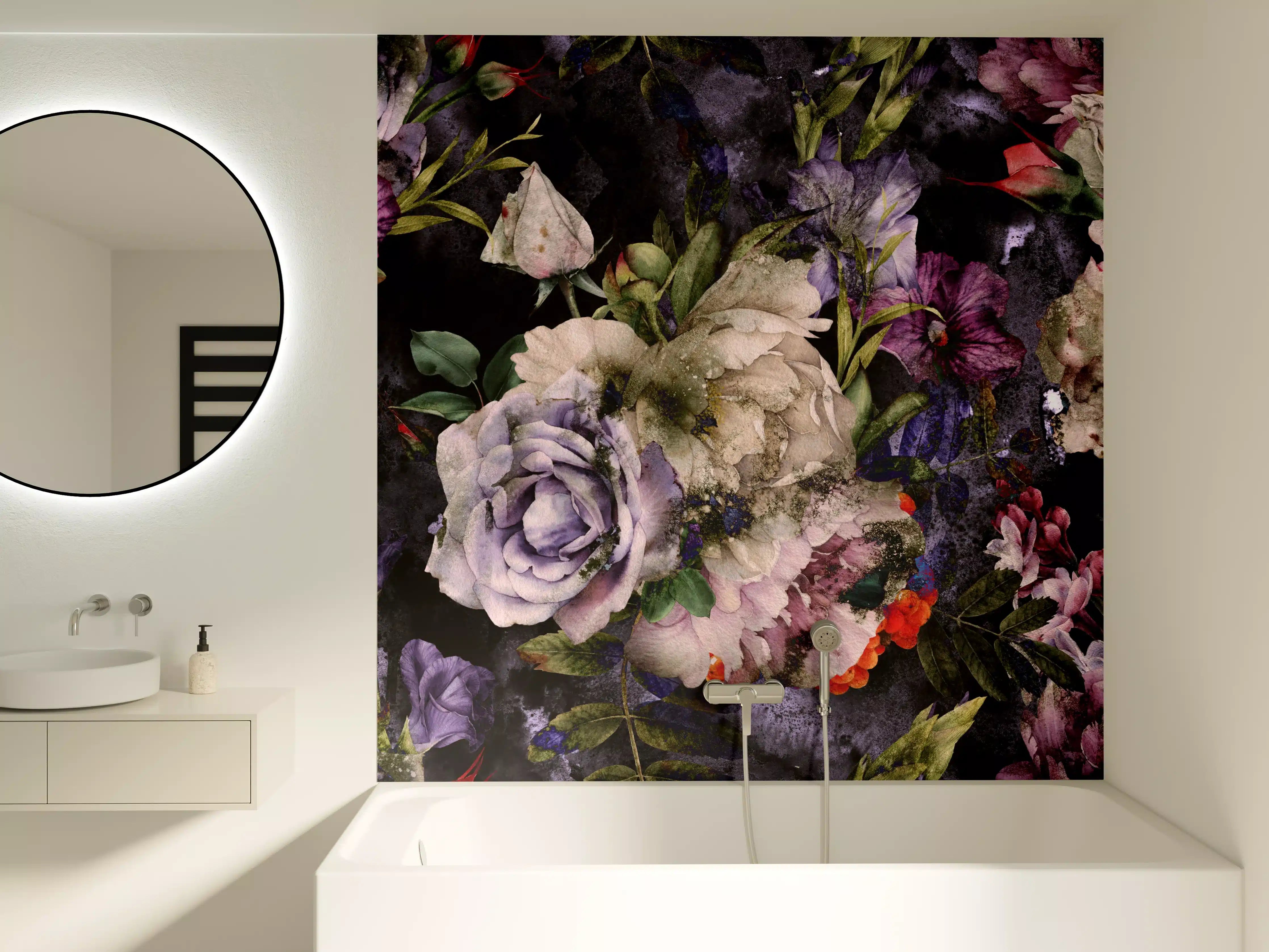 Badewannen-Rückwand - Blumenstrauß mit vielfältigen Farben