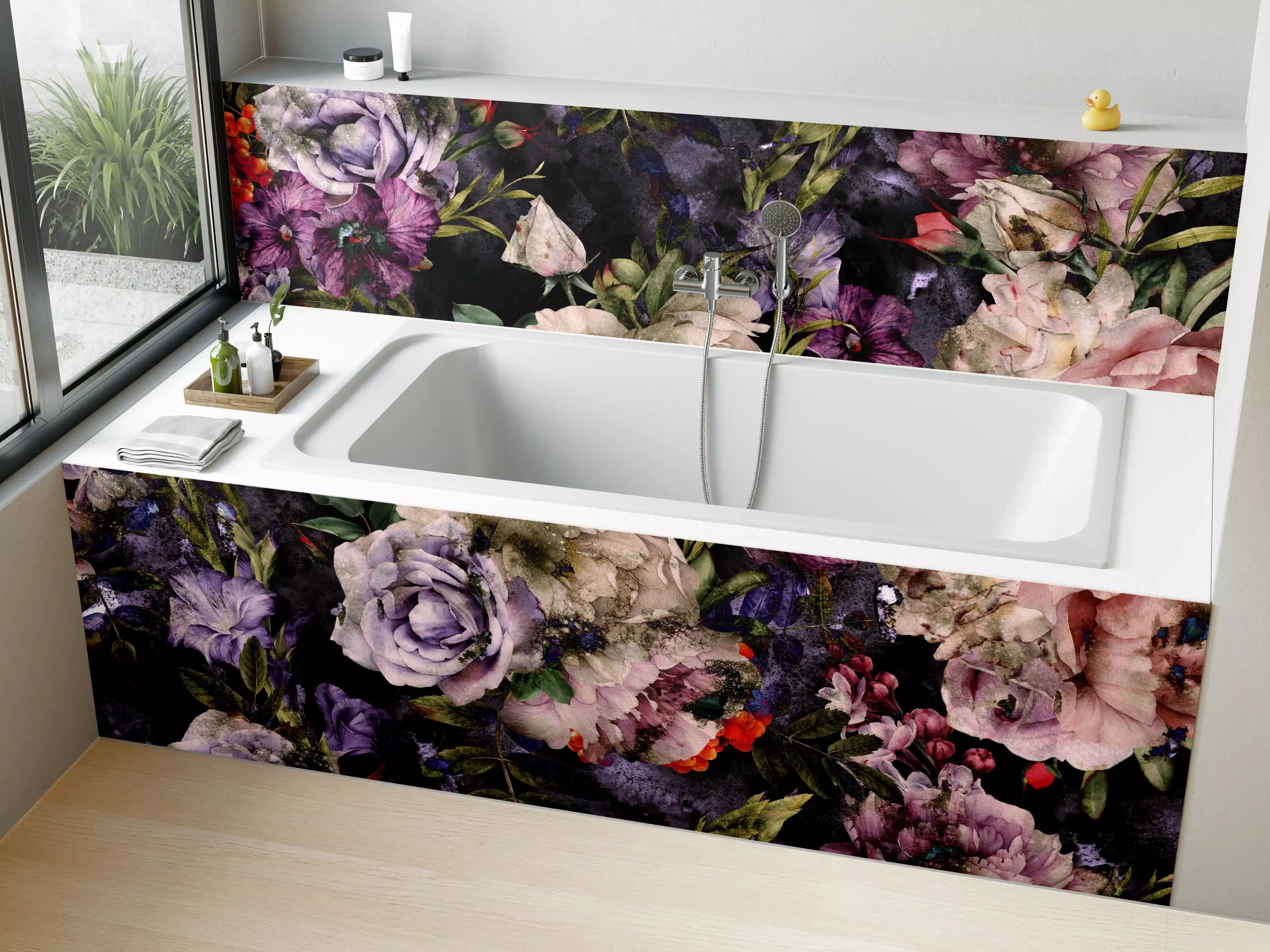 Badewannen-Rückwand - Blumenstrauß mit vielfältigen Farben