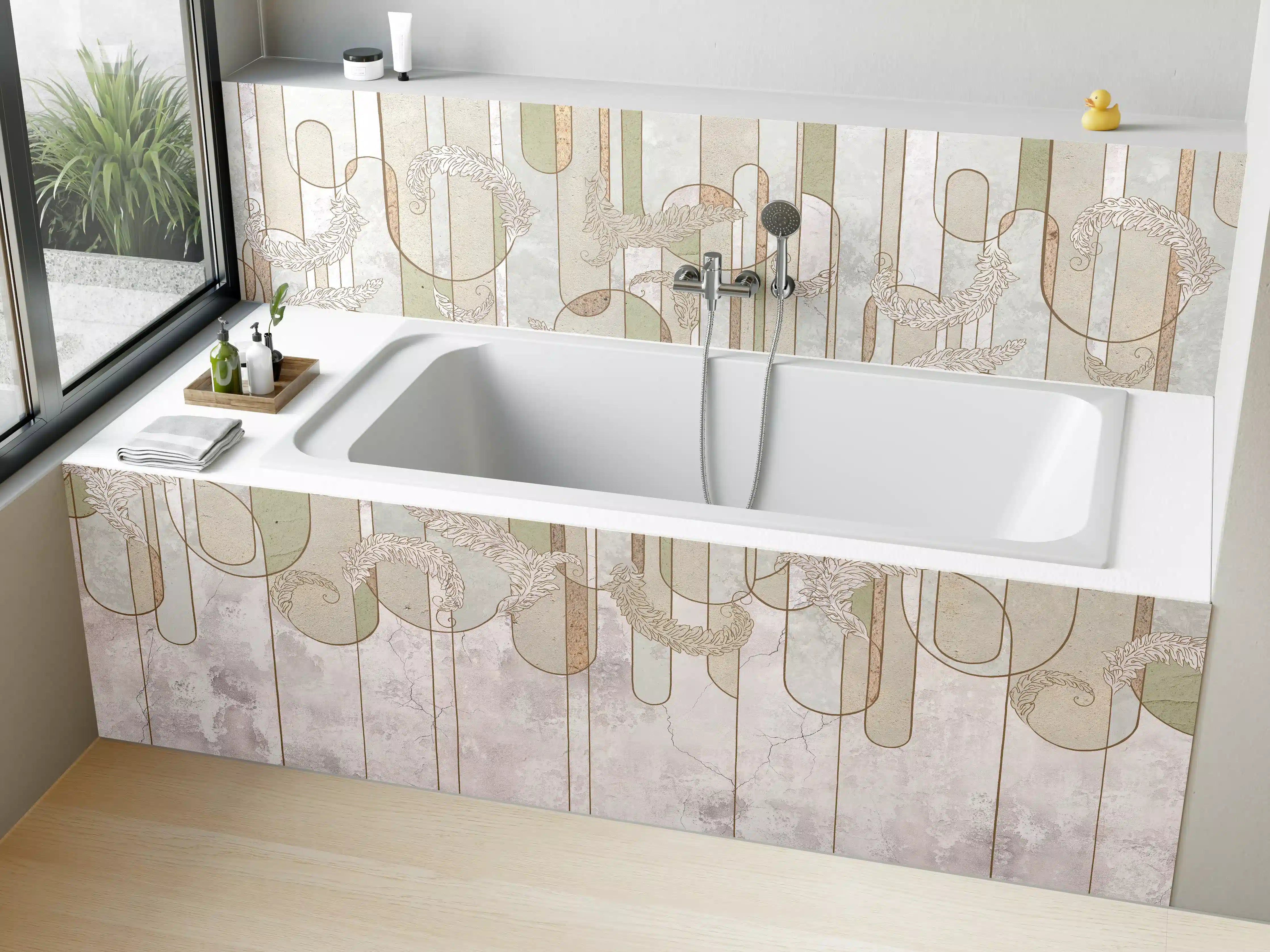 Badewannen-Rückwand - Blumiges Loft Design