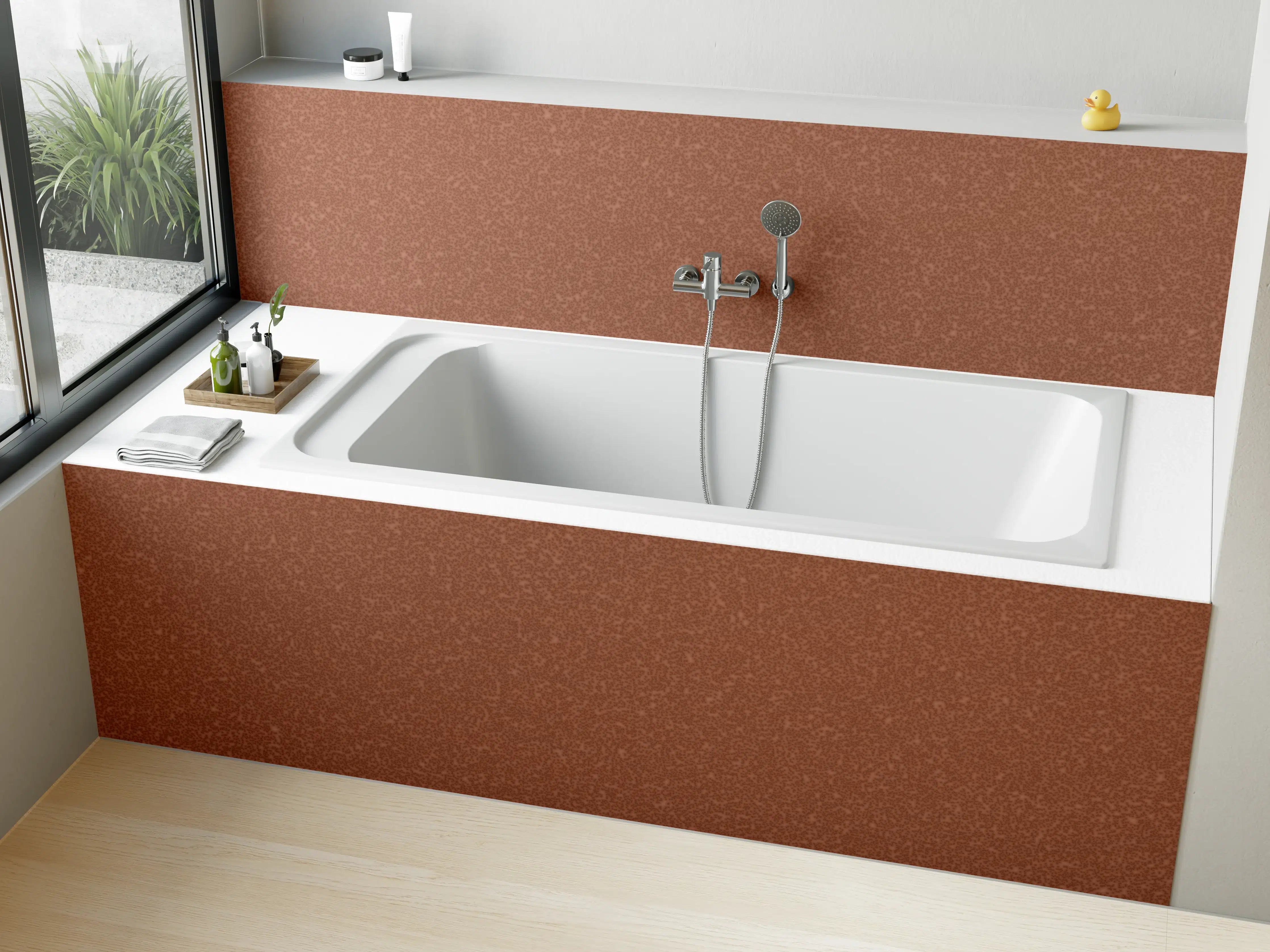 Badewannen-Rückwand - Bräunlicher Hintergrund - Zimtfarbe