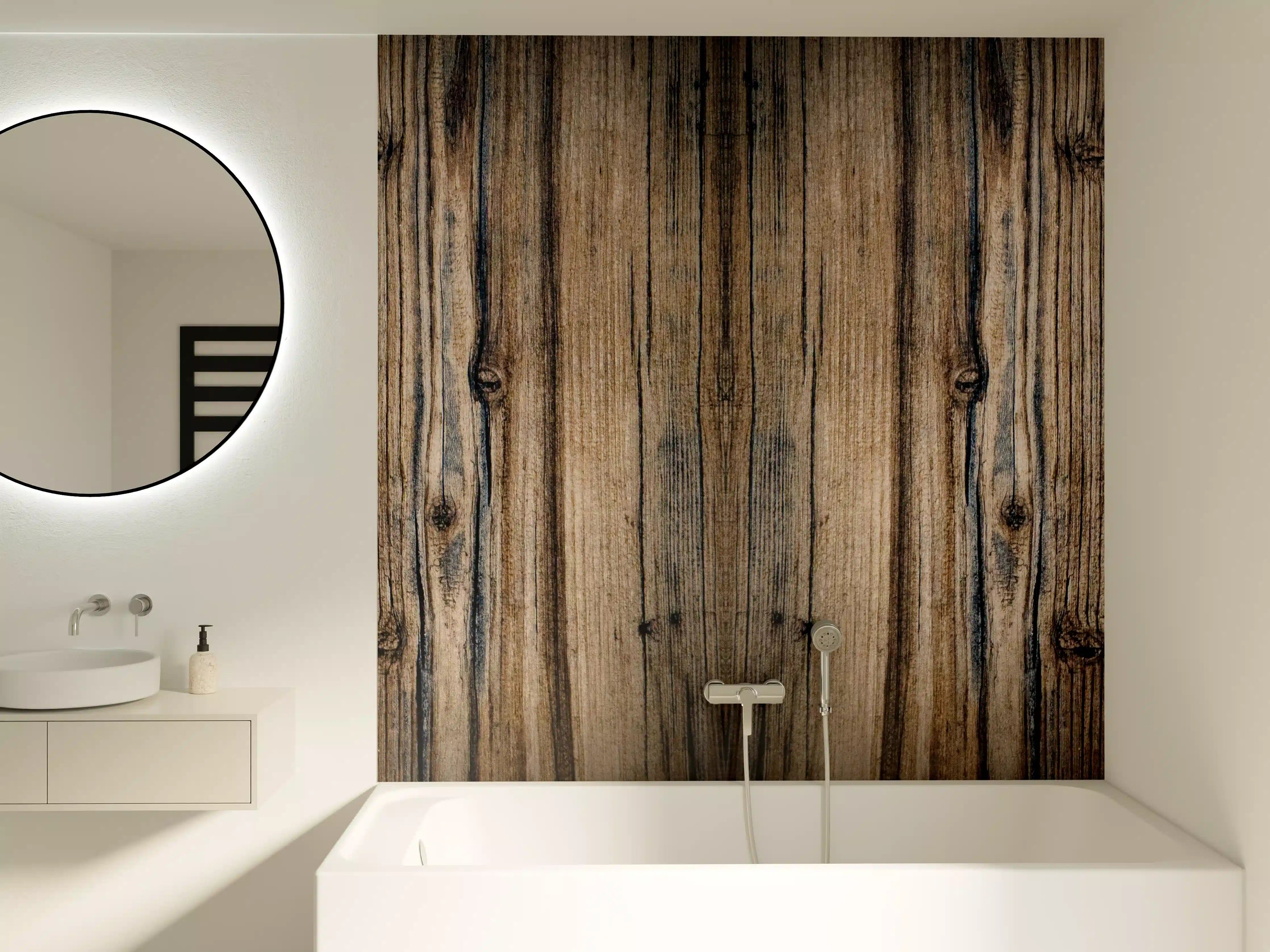 Badewannen-Rückwand - Bräunlicher Holz Hintergrund