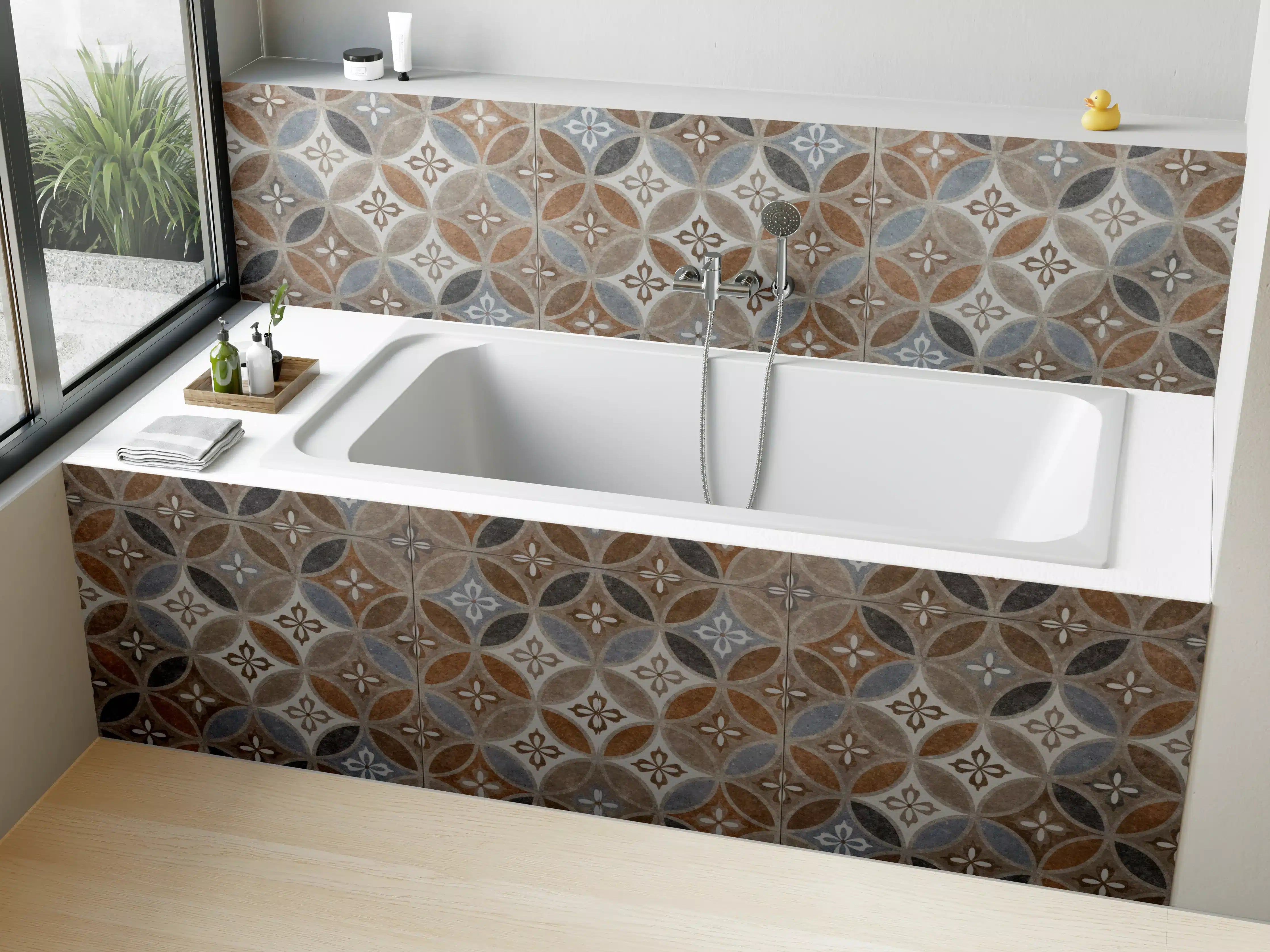 Badewannen-Rückwand - Braun-Beiges Vintage Mosaik