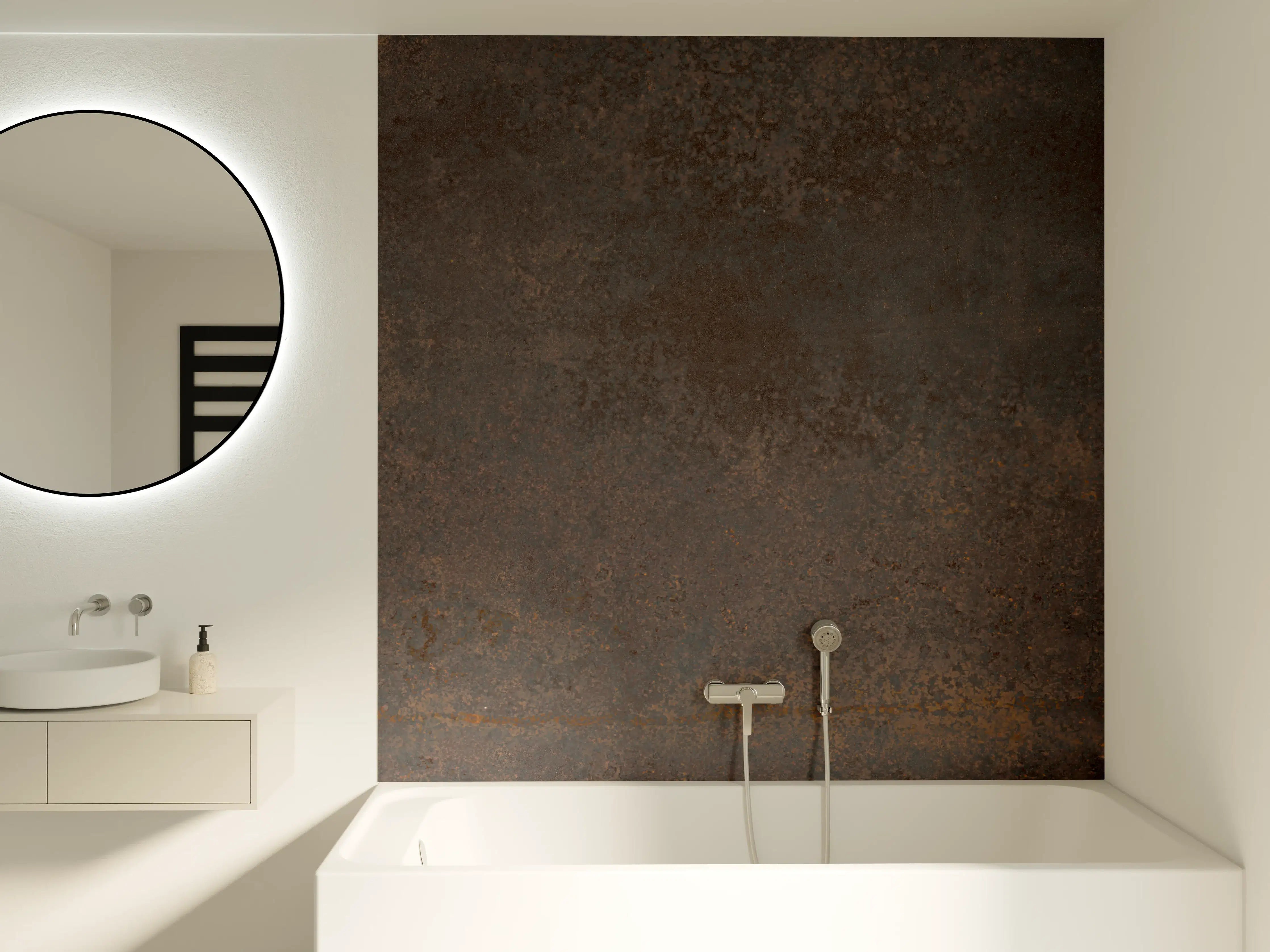 Badewannen-Rückwand - Braun-Grauer Zement