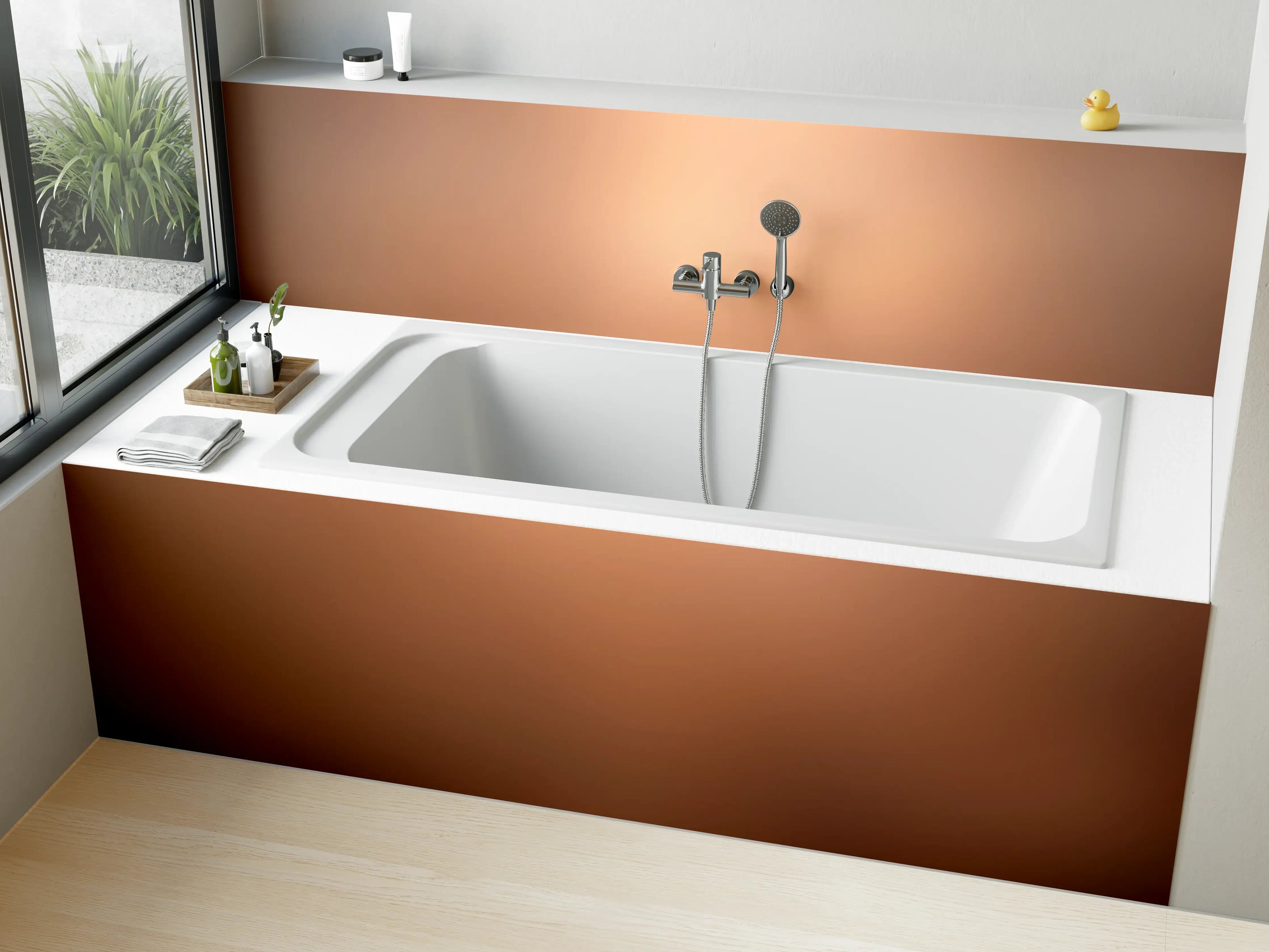 Badewannen-Rückwand - Braun, beiges Muster