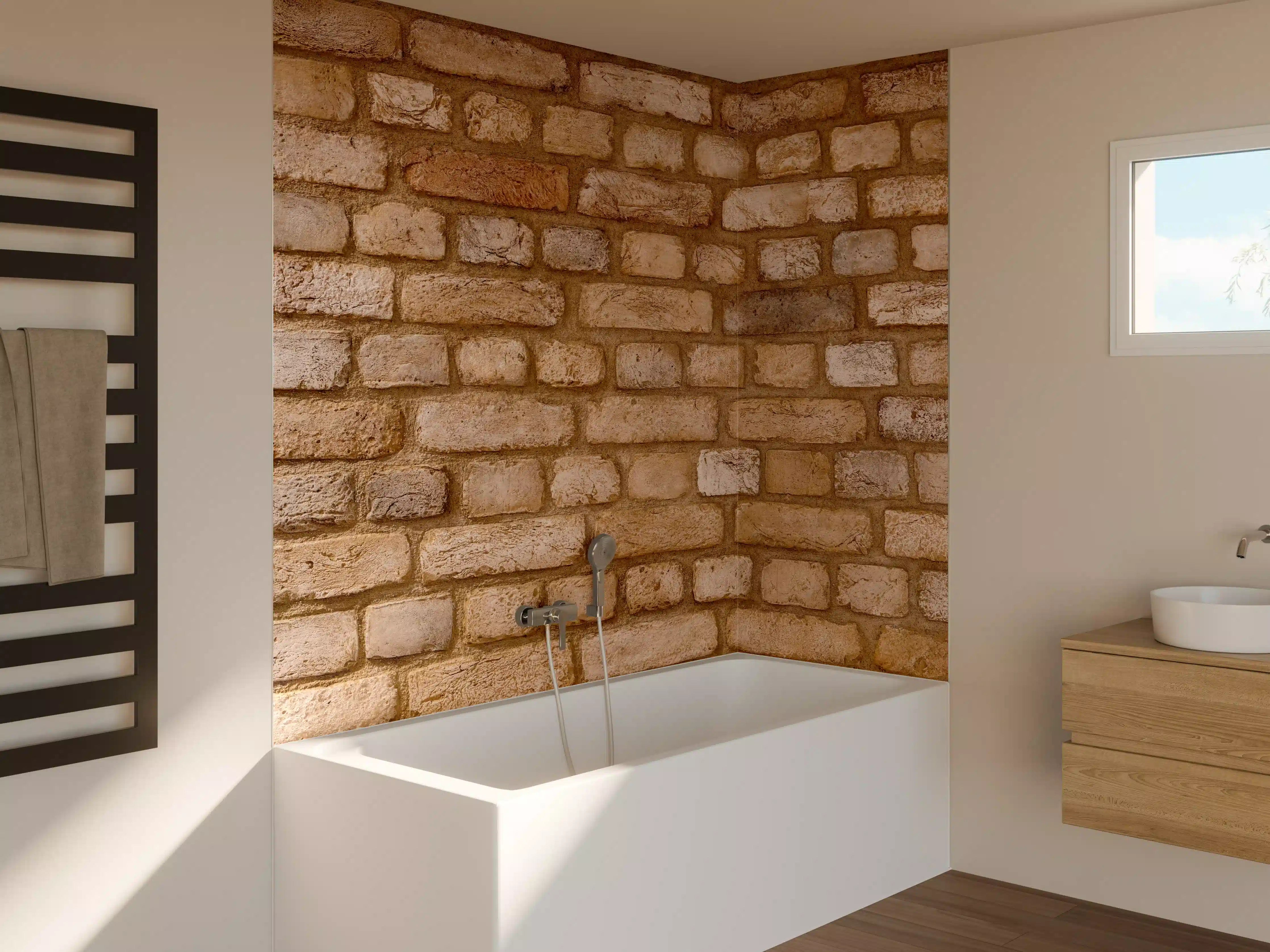 Badewannen-Rückwand - Braune Backsteinmauer Textur