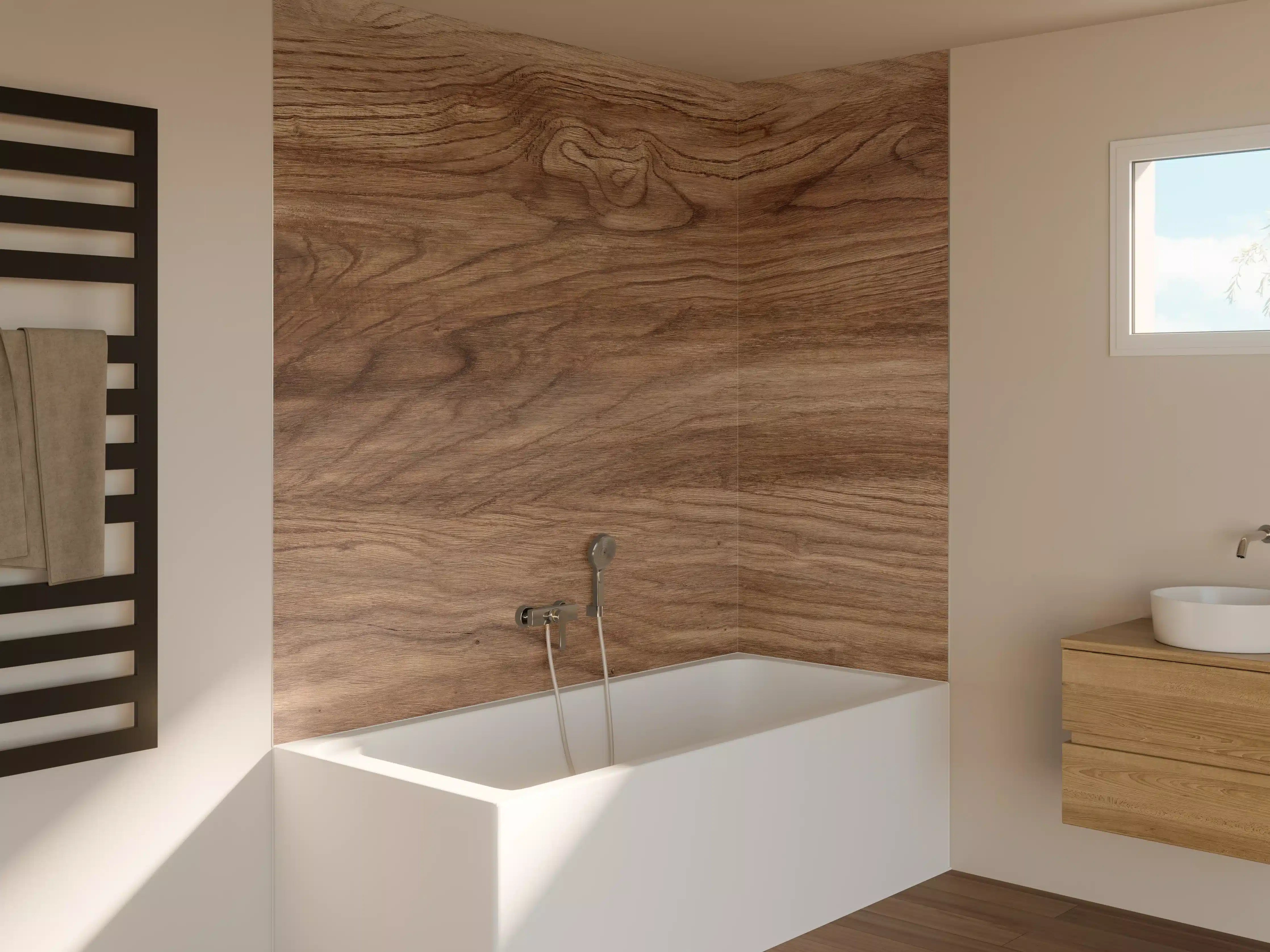 Badewannen-Rückwand - Braune Holz Textur mit Muster