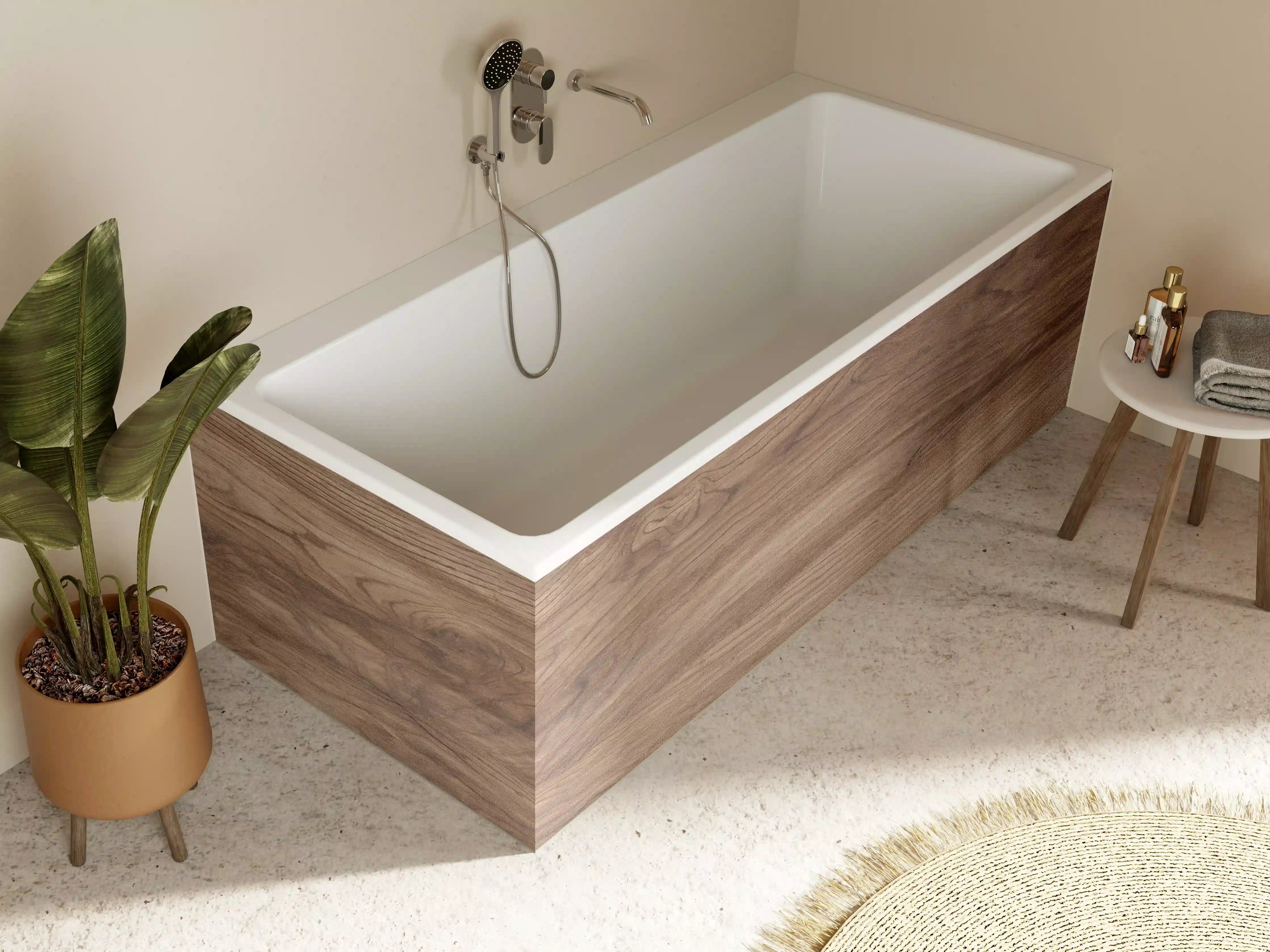 Badewannen-Rückwand - Braune Holz Textur mit Muster