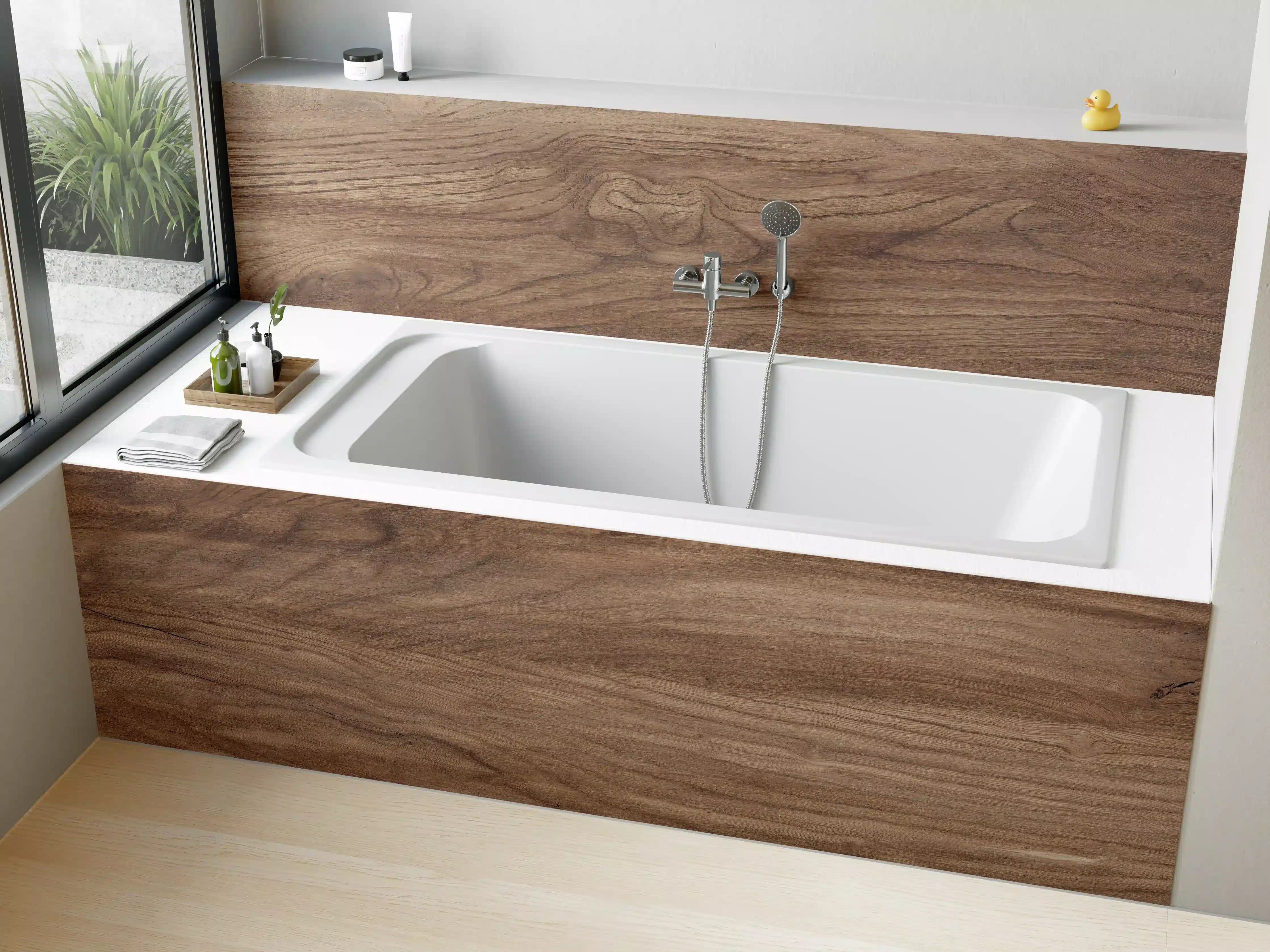 Badewannen-Rückwand - Braune Holz Textur mit Muster