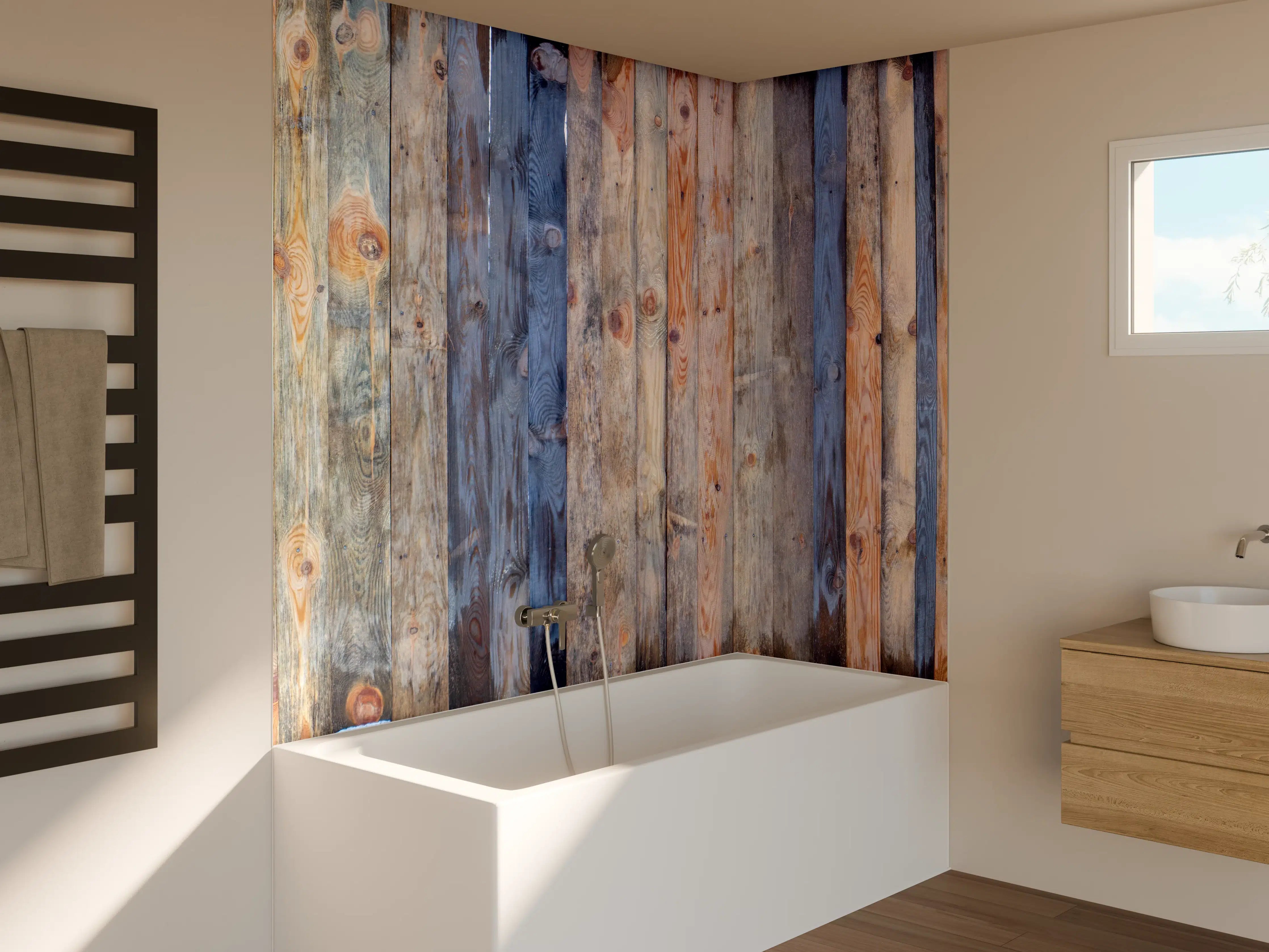 Badewannen-Rückwand - Braune Holz Wandtextur