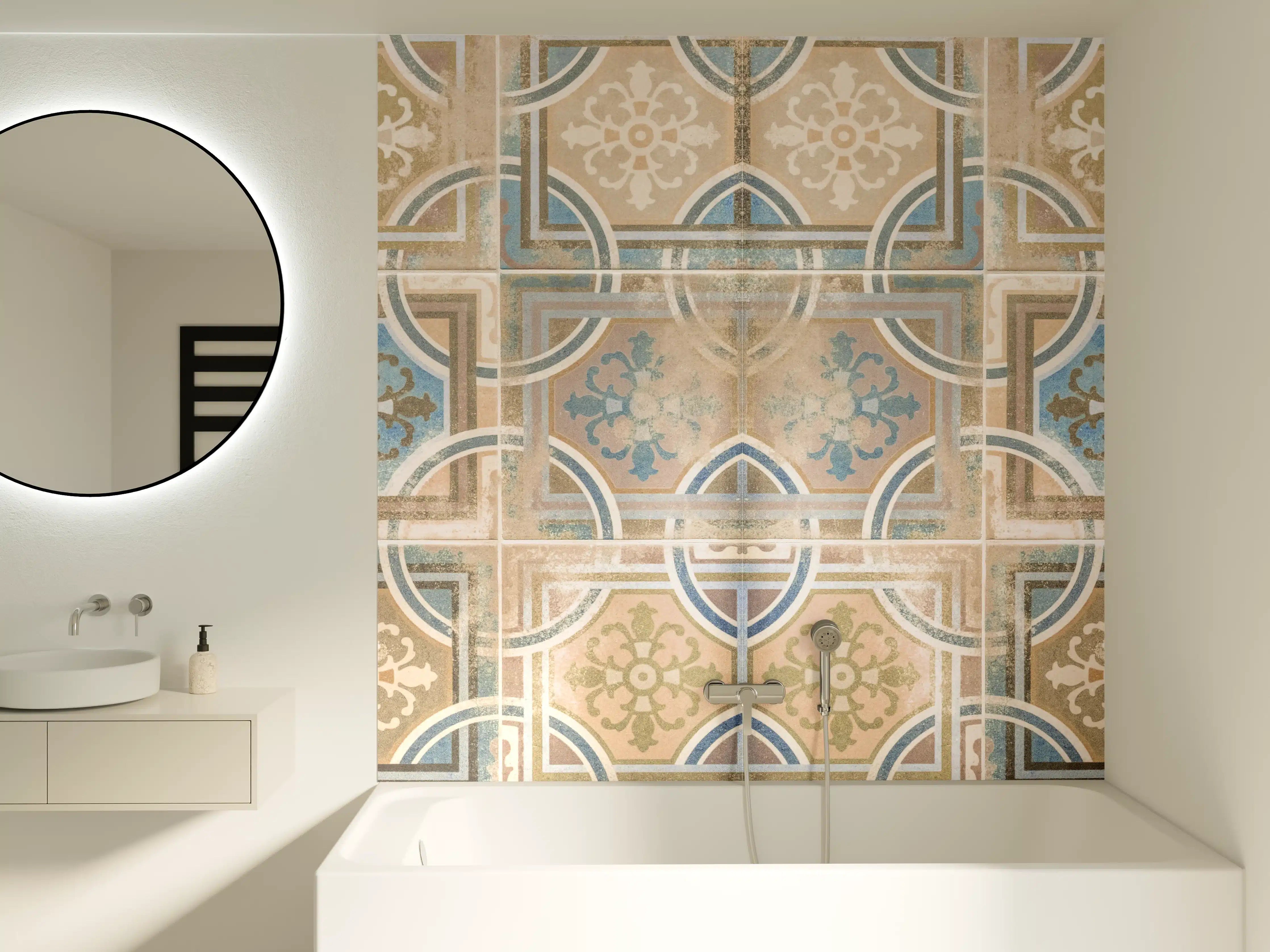 Badewannen-Rückwand - Braune Keramik Fliesen