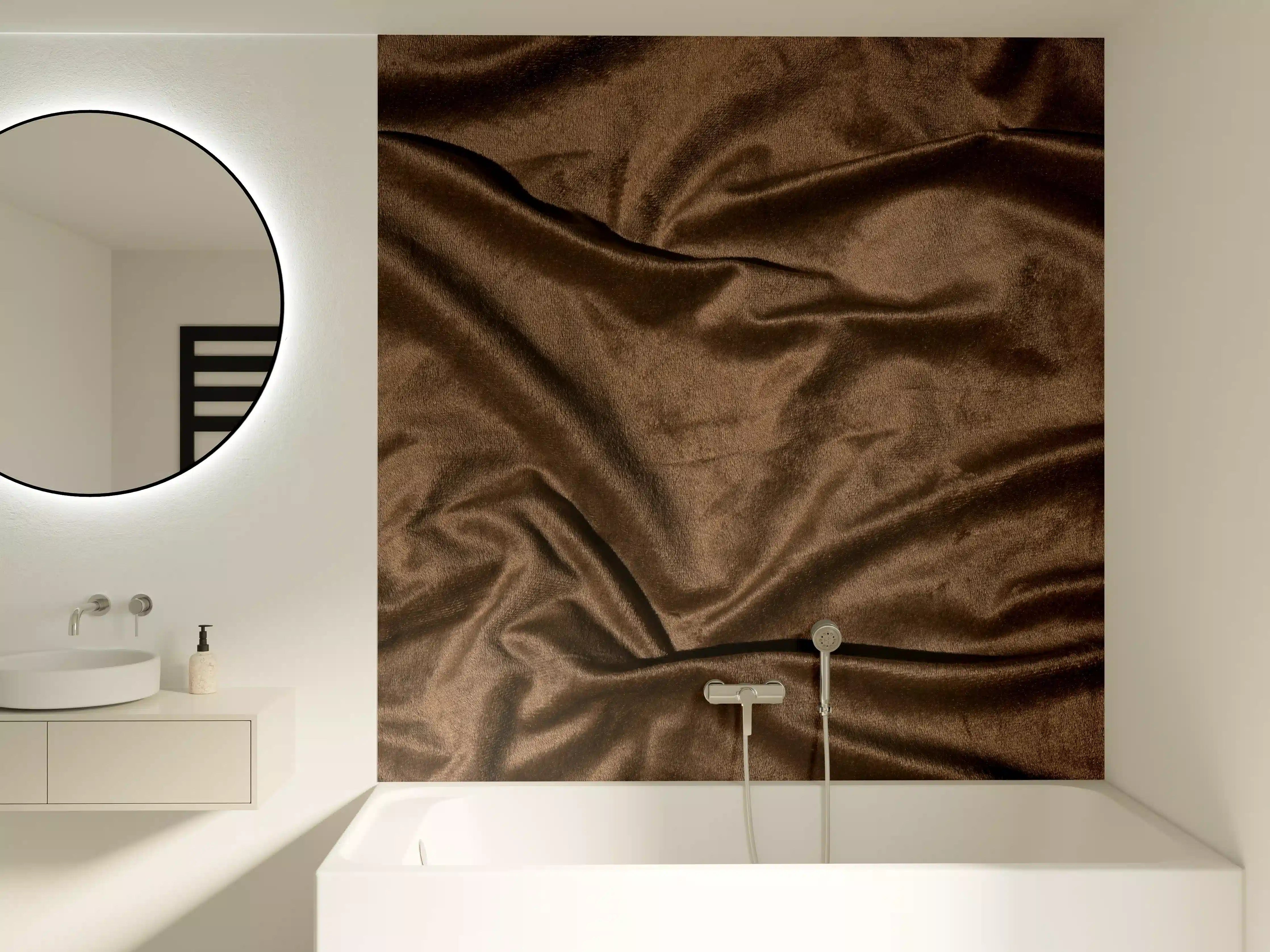 Badewannen-Rückwand - Braune Satin Seide
