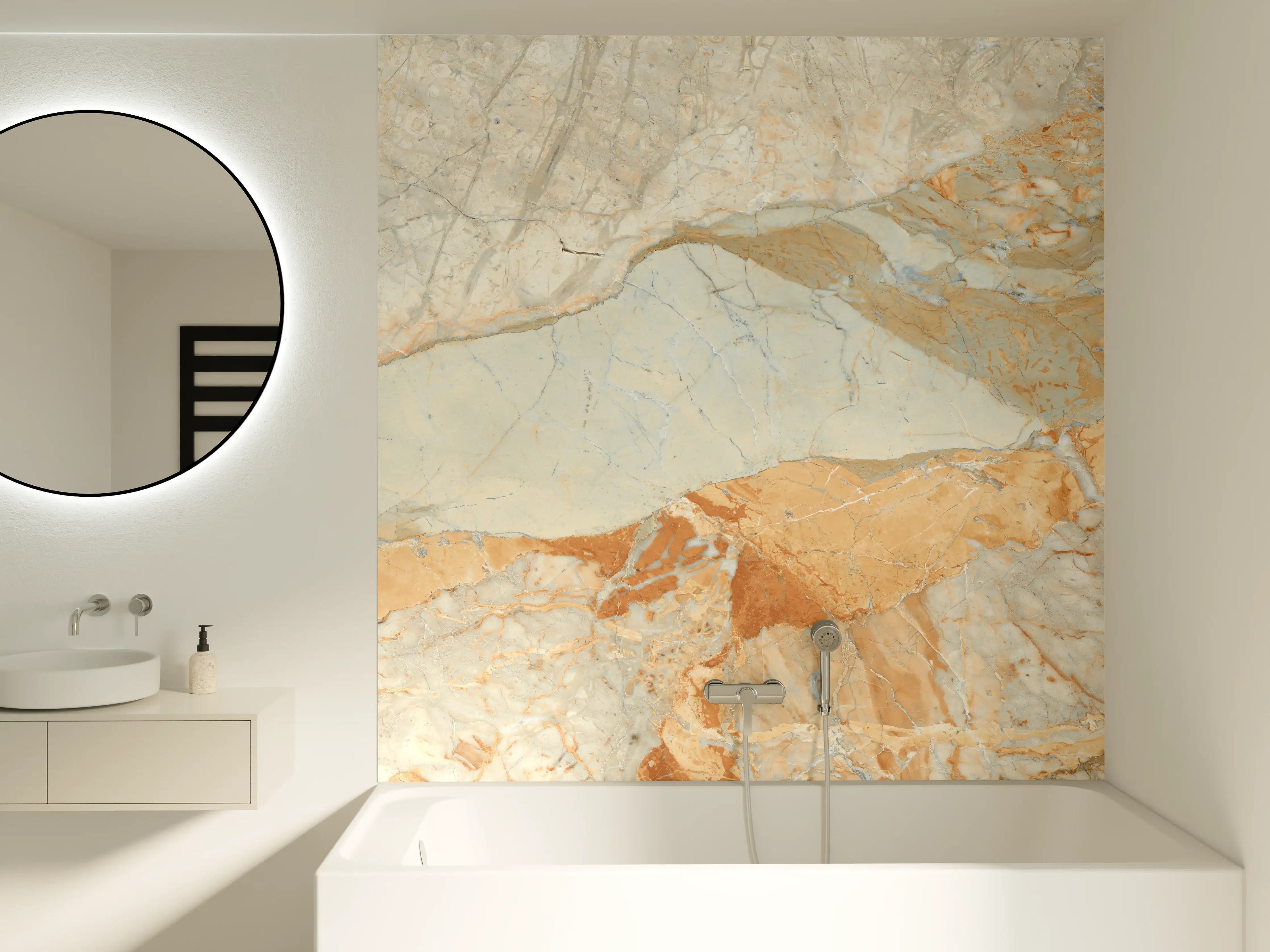 Badewannen-Rückwand - Brauner Marmor mit Adern