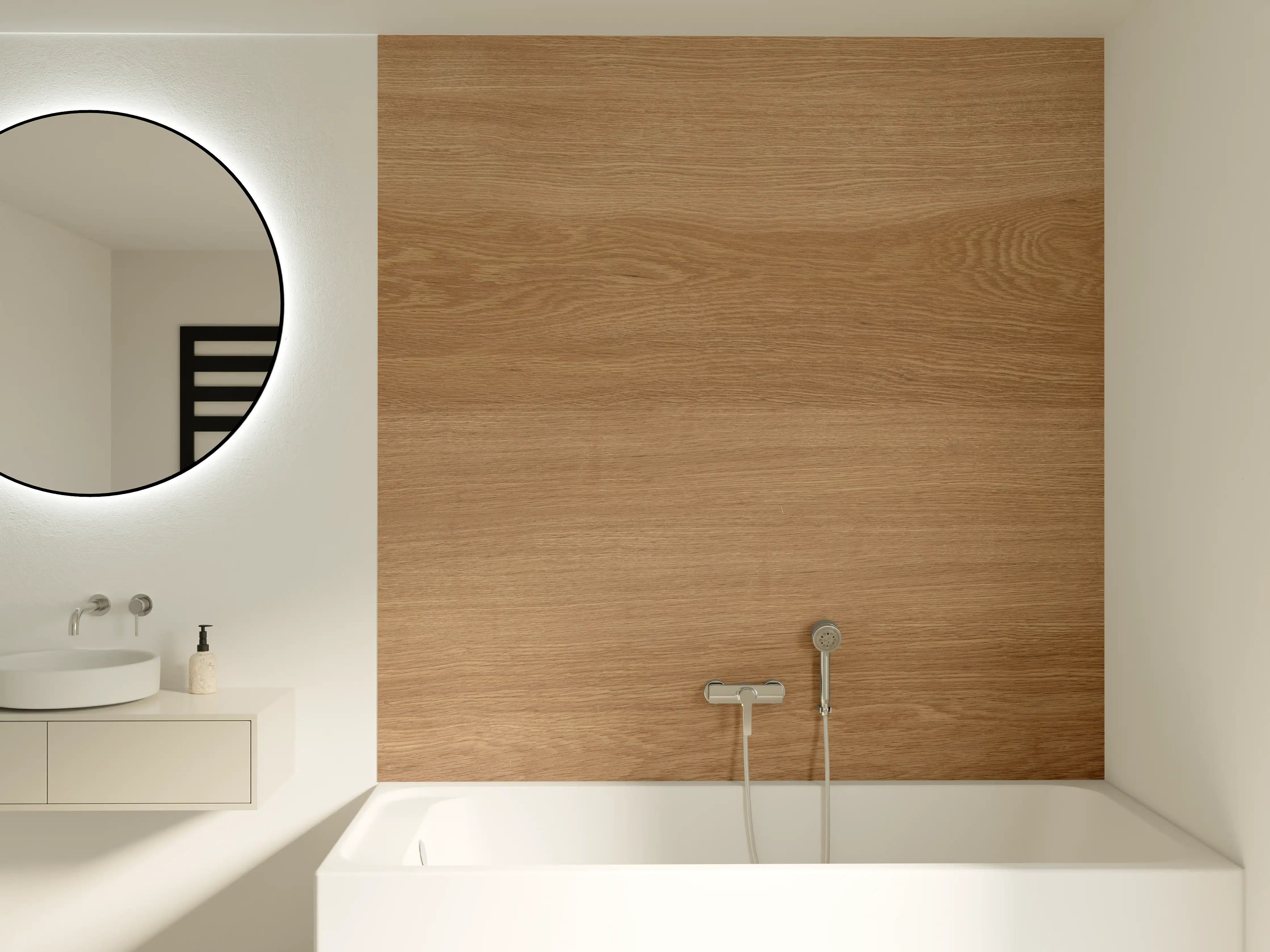 Badewannen-Rückwand - Braunes Holzfliesen Muster