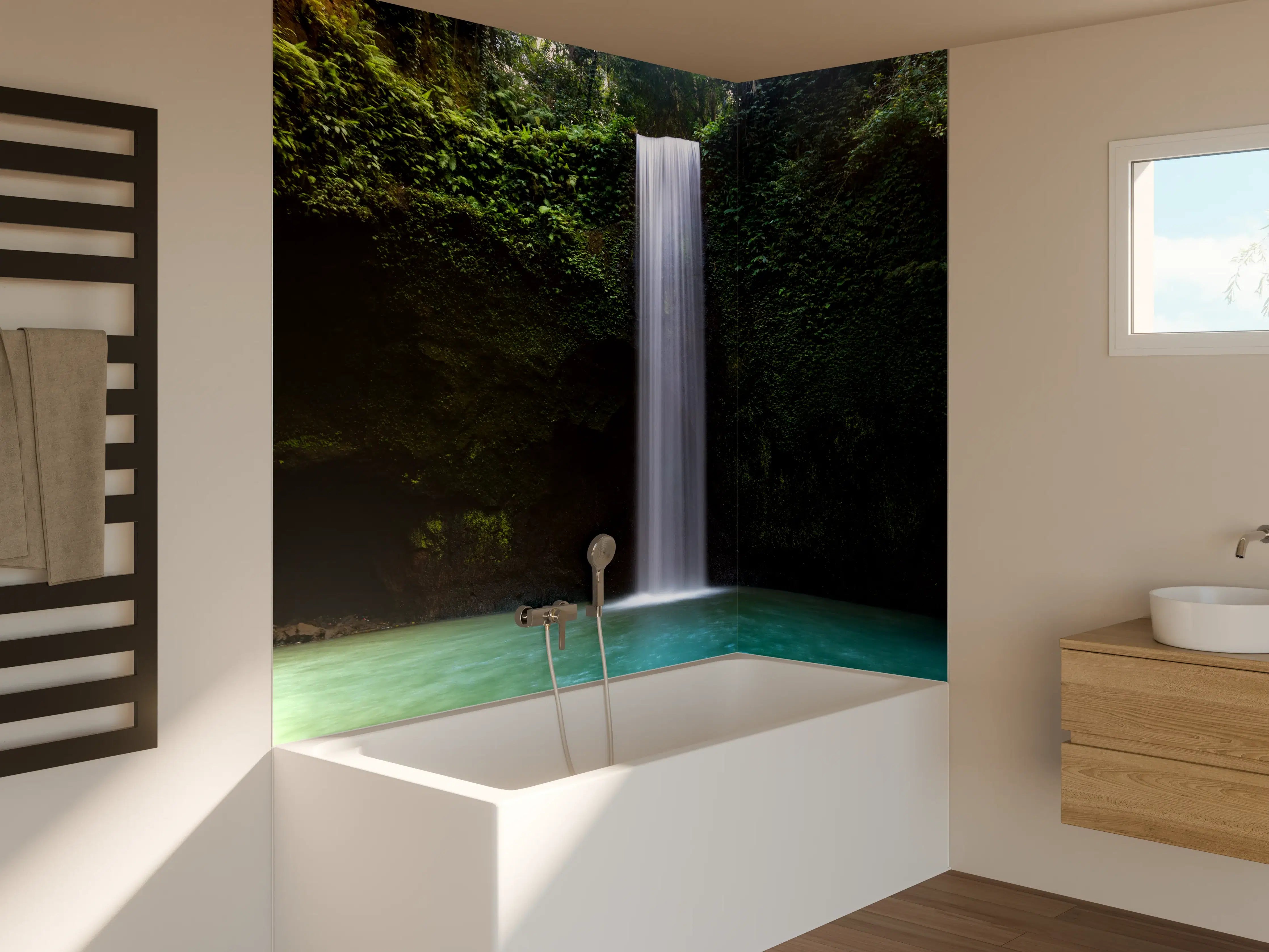 Badewannen-Rückwand - Brillante Kaskade auf Bali