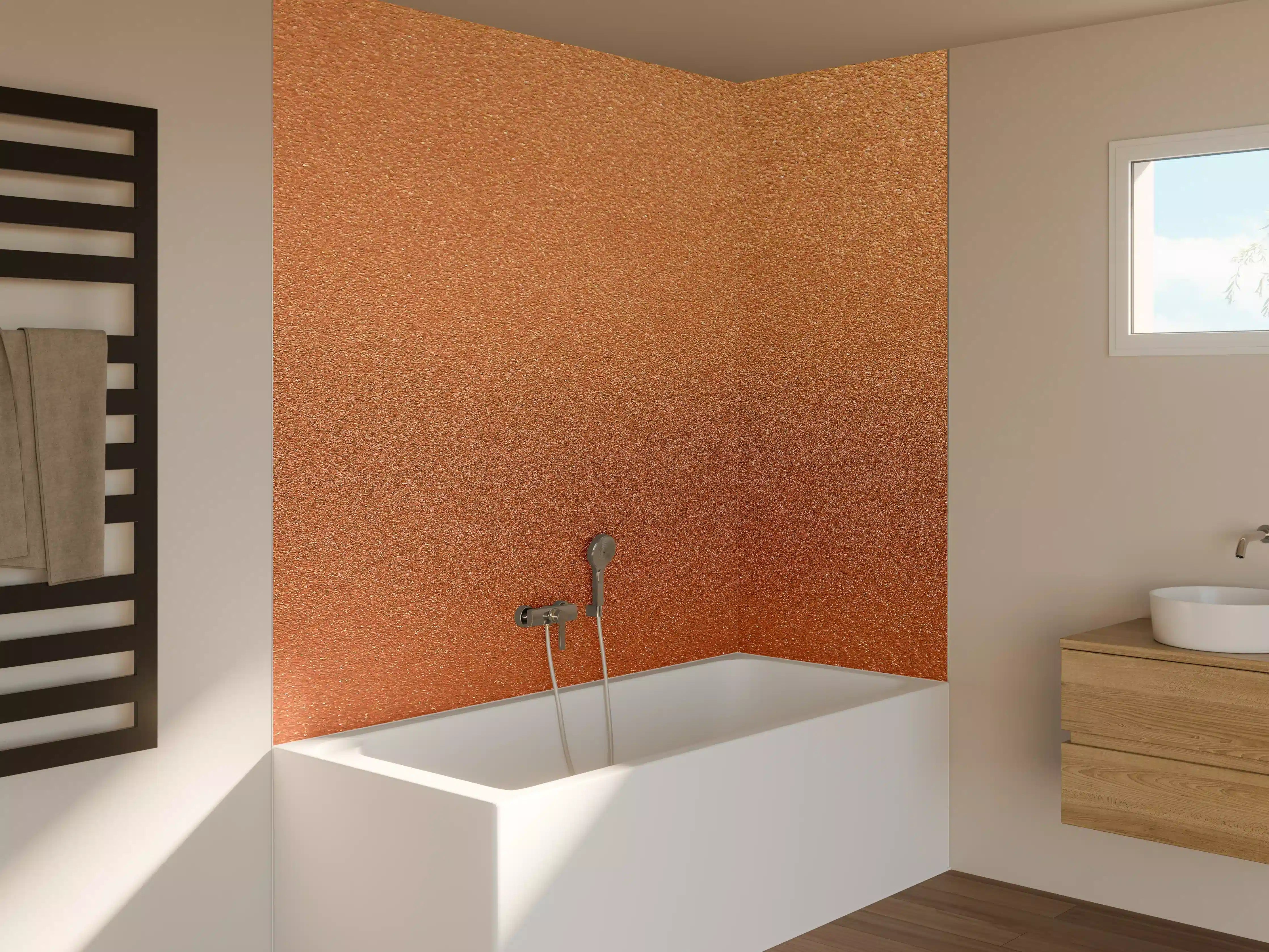 Badewannen-Rückwand - Bronze Textur Panorama Hintergrund