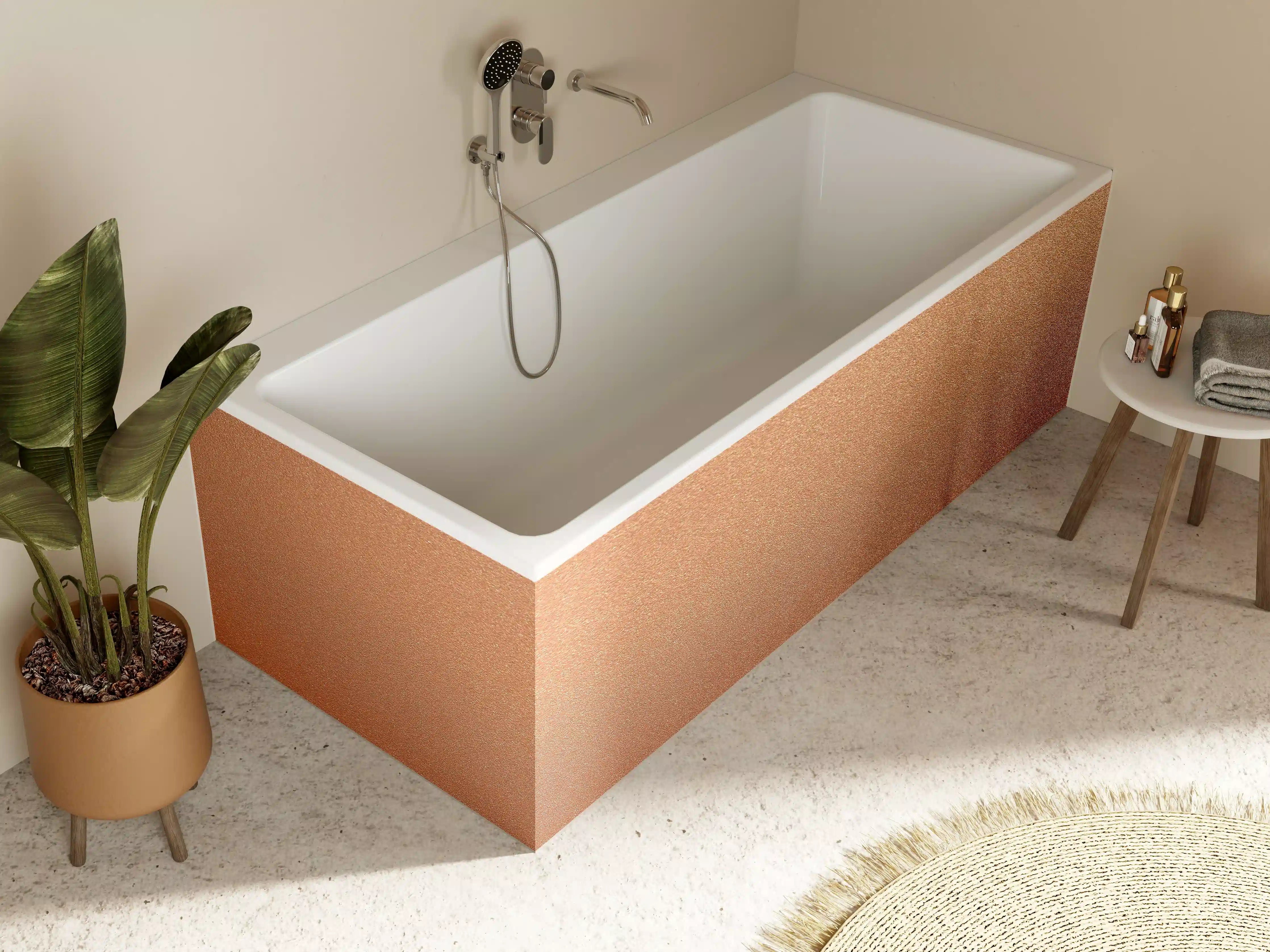 Badewannen-Rückwand - Bronze Textur Panorama Hintergrund