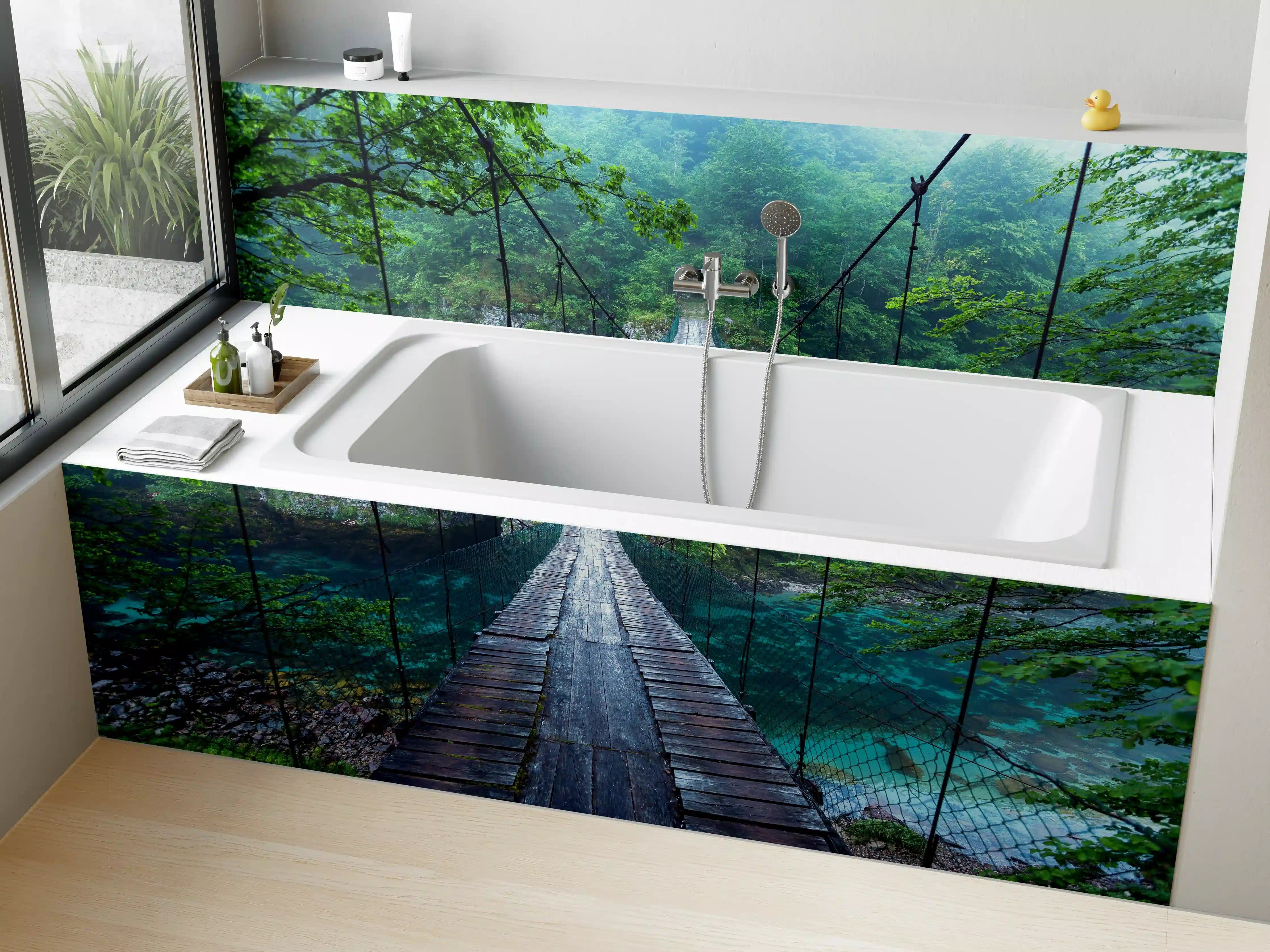 Badewannen-Rückwand - Brücke über Kristallklarem Fluss