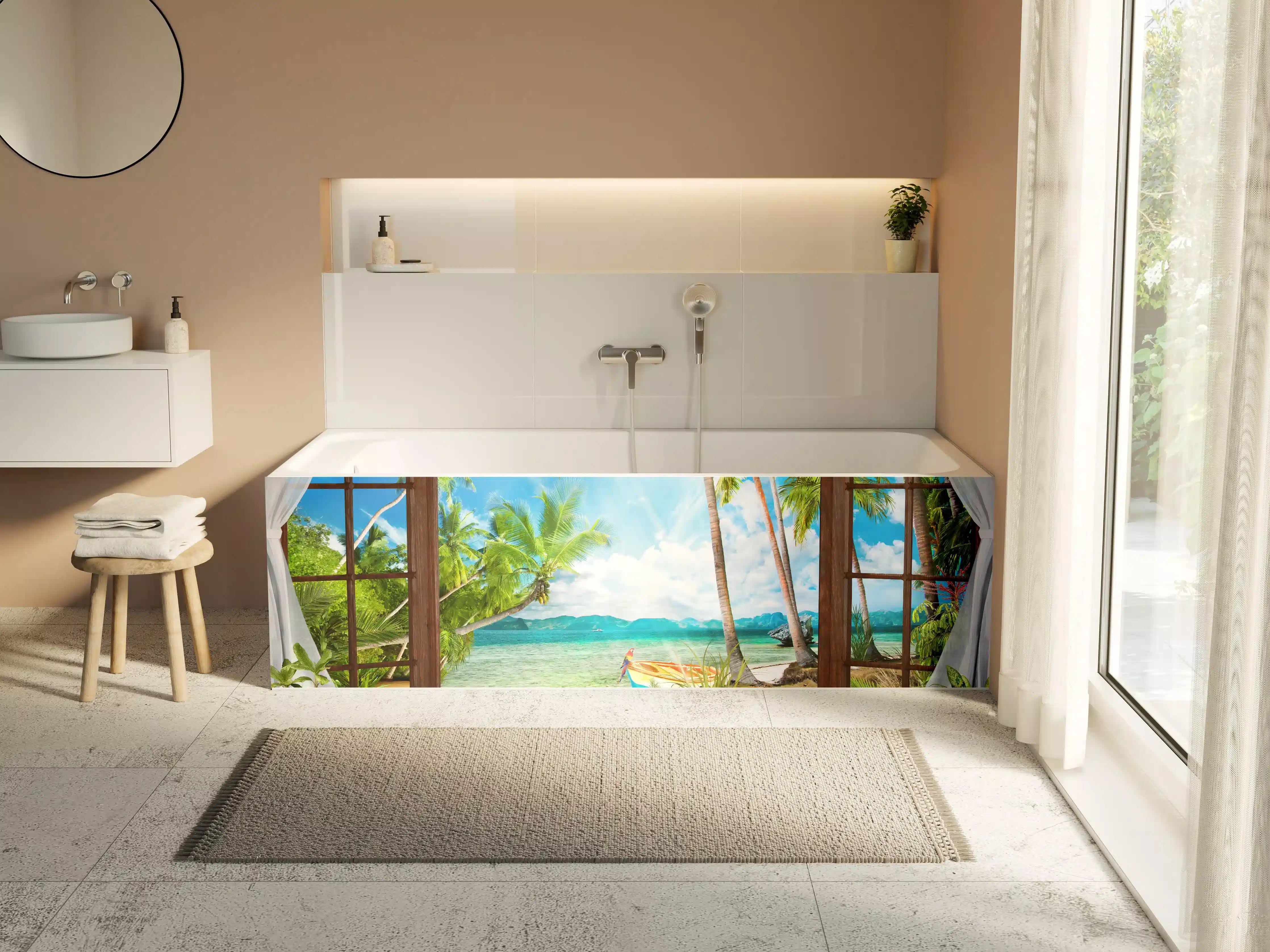 Badewannen-Rückwand - Bungalow mit Blick aufs Meer
