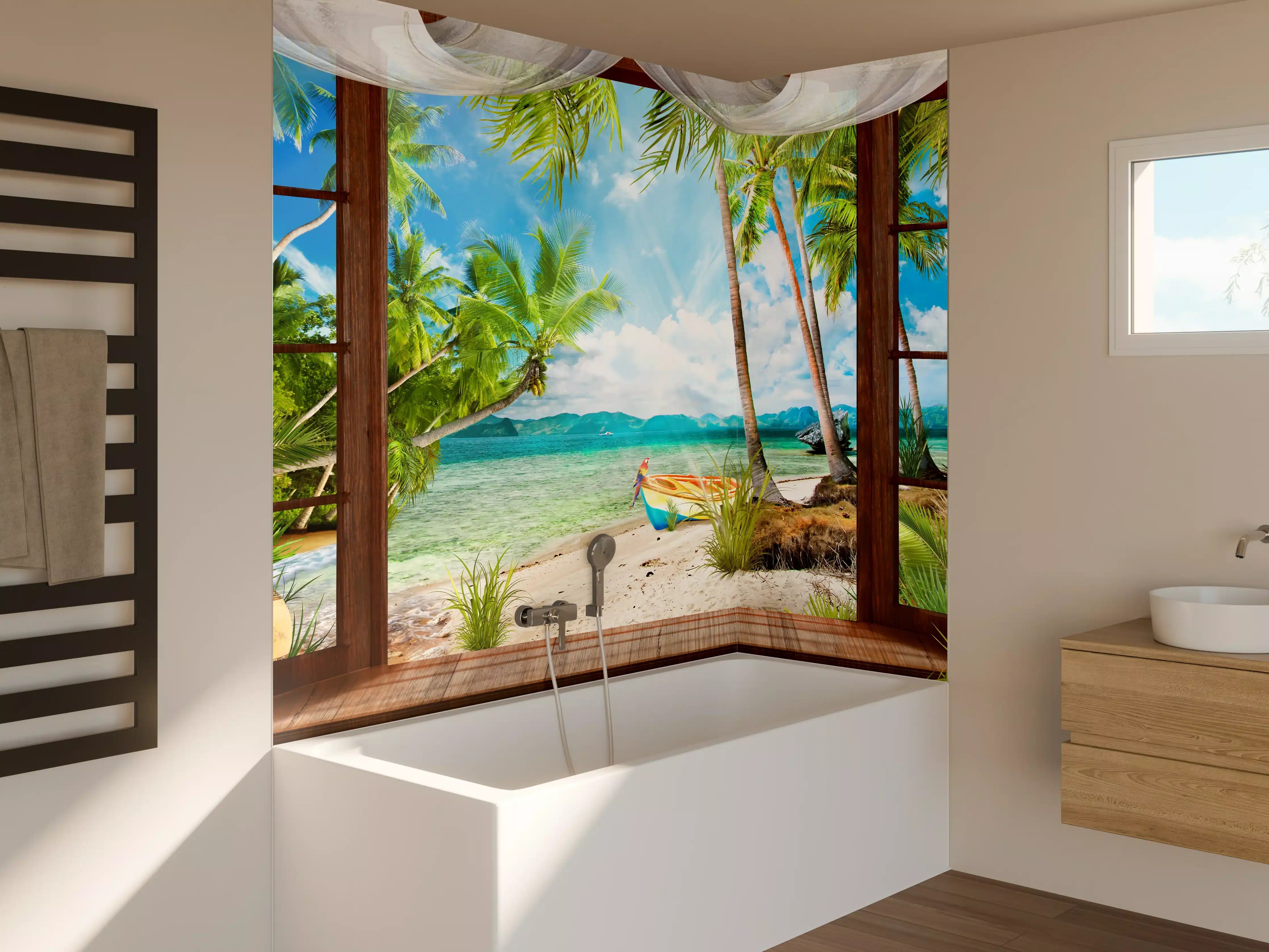 Badewannen-Rückwand - Bungalow mit Blick aufs Meer
