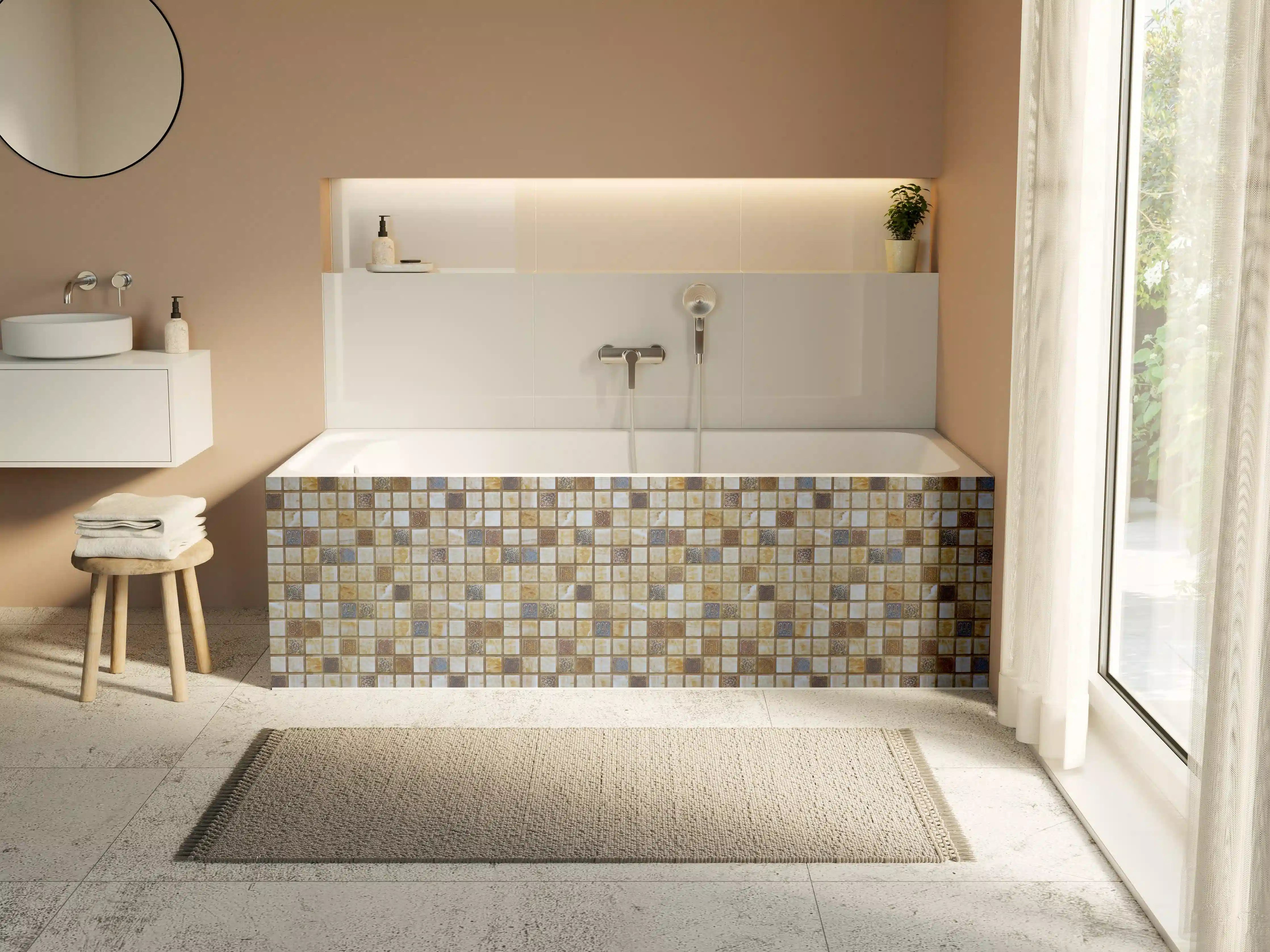 Badewannen-Rückwand - Bunt Mosaik Fliesen Design
