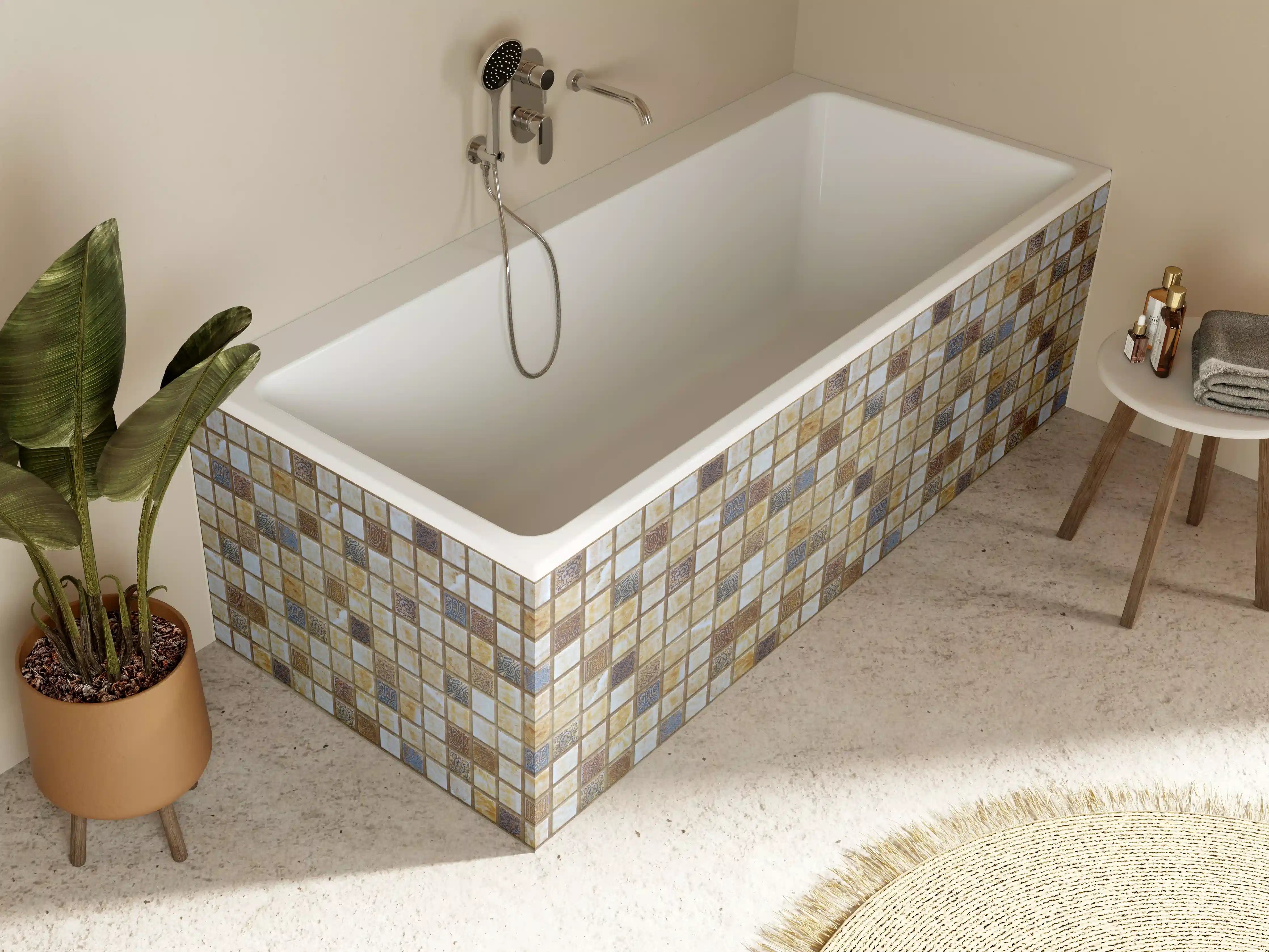 Badewannen-Rückwand - Bunt Mosaik Fliesen Design