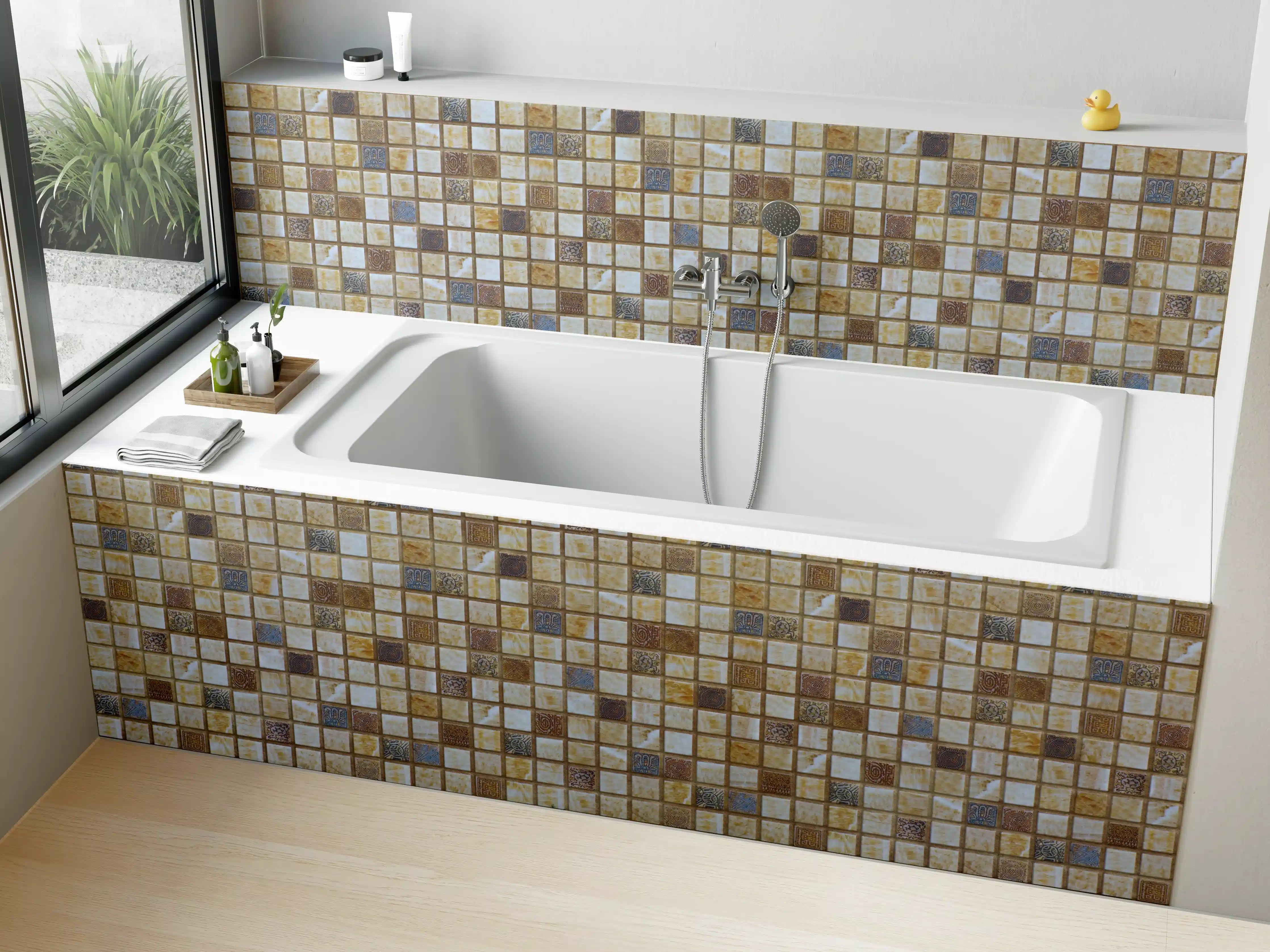 Badewannen-Rückwand - Bunt Mosaik Fliesen Design