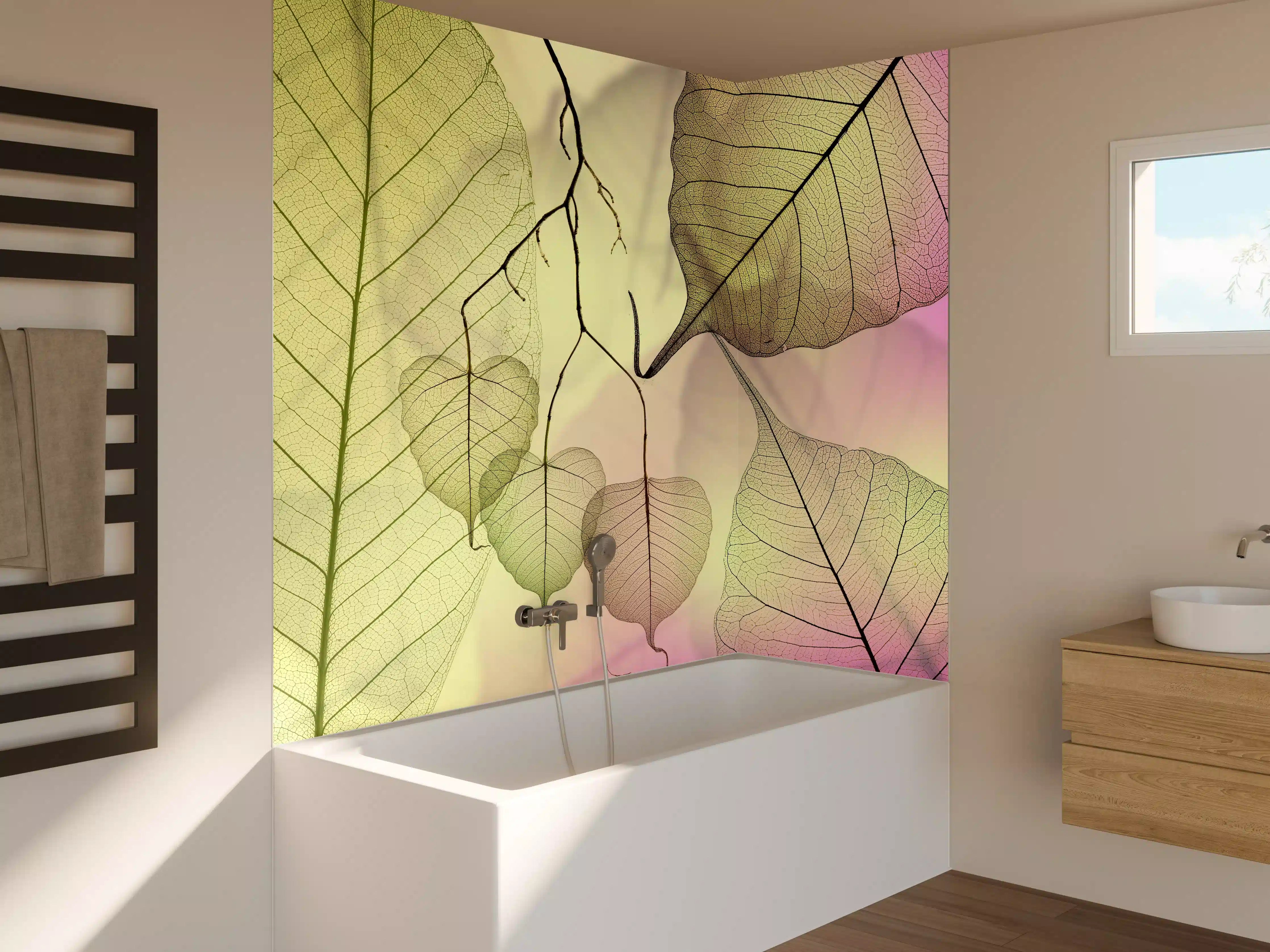Badewannen-Rückwand - Bunt Veinige Blatttextur Makro